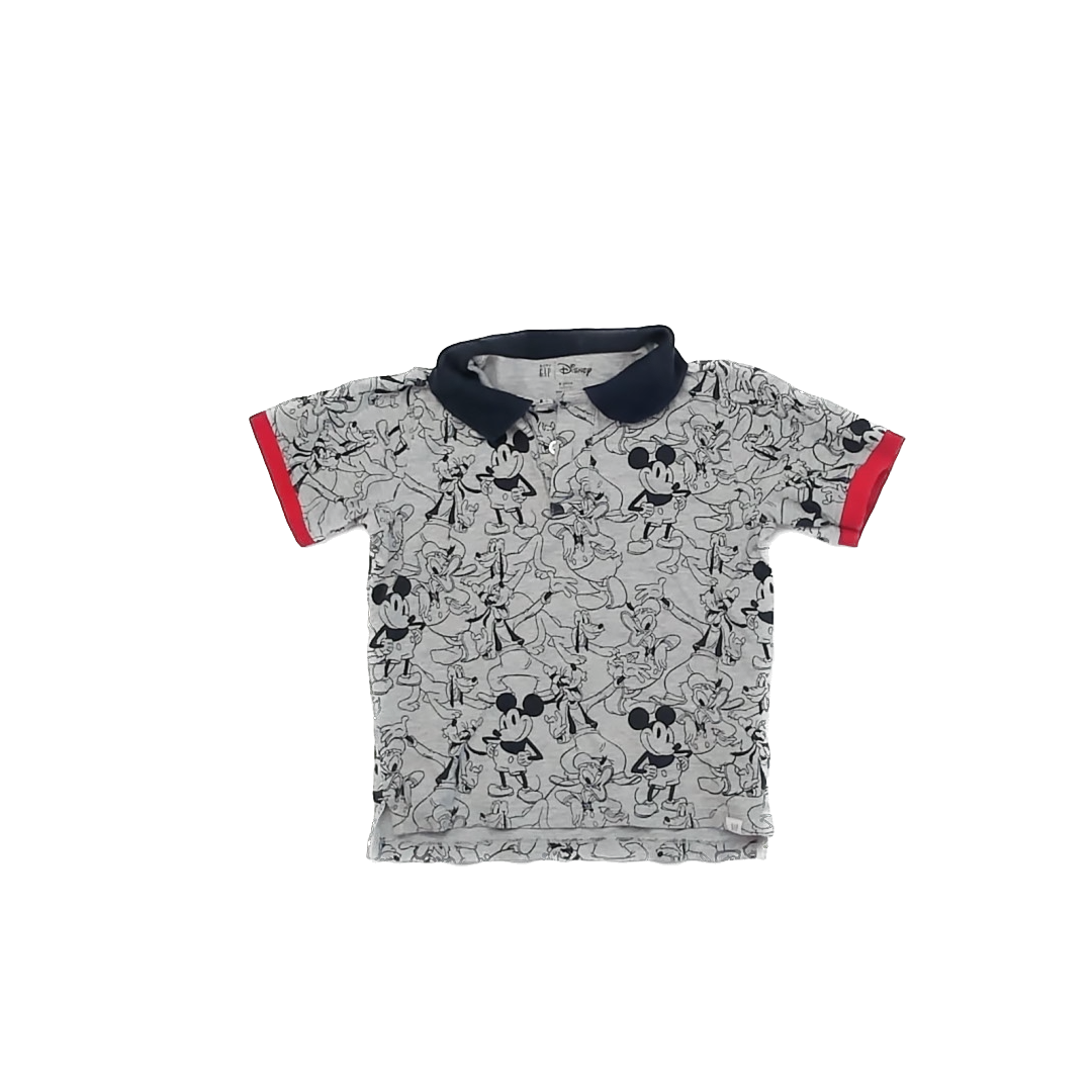 Gap x Disney Boys Grey | Navy | Mickey Polo Shirt Size: 5T Grey | Navy | Mickey