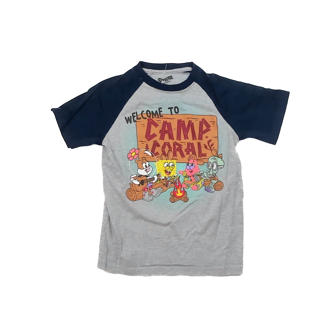Sponge Bob Square Pants Boys Grey | Navy T-Shirt Size: 10-12 Years Grey | Navy