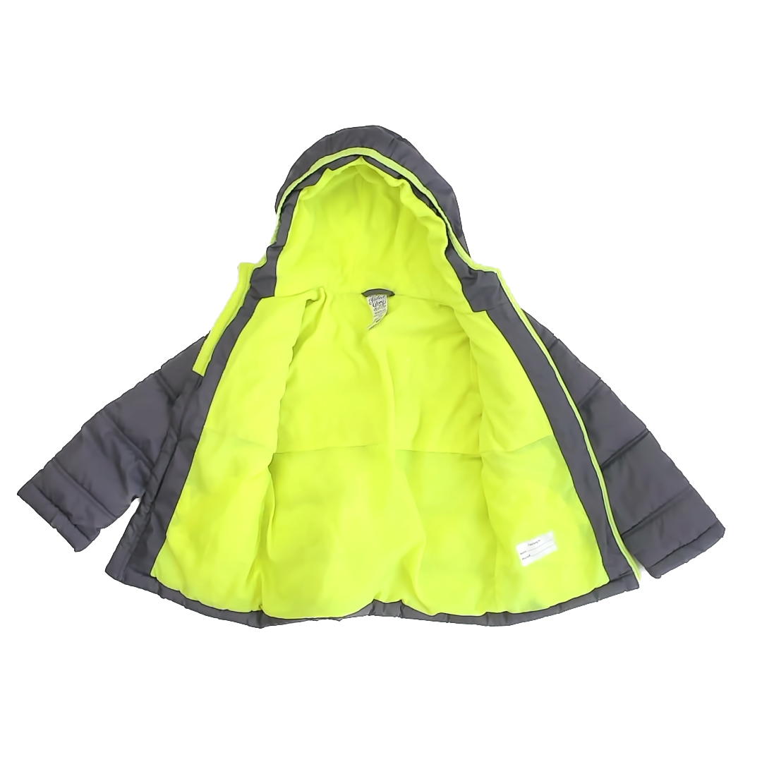 Faded Glory Boys Grey | Neon Green Winter Coat Size: XS (4-5T) Grey | Neon Green