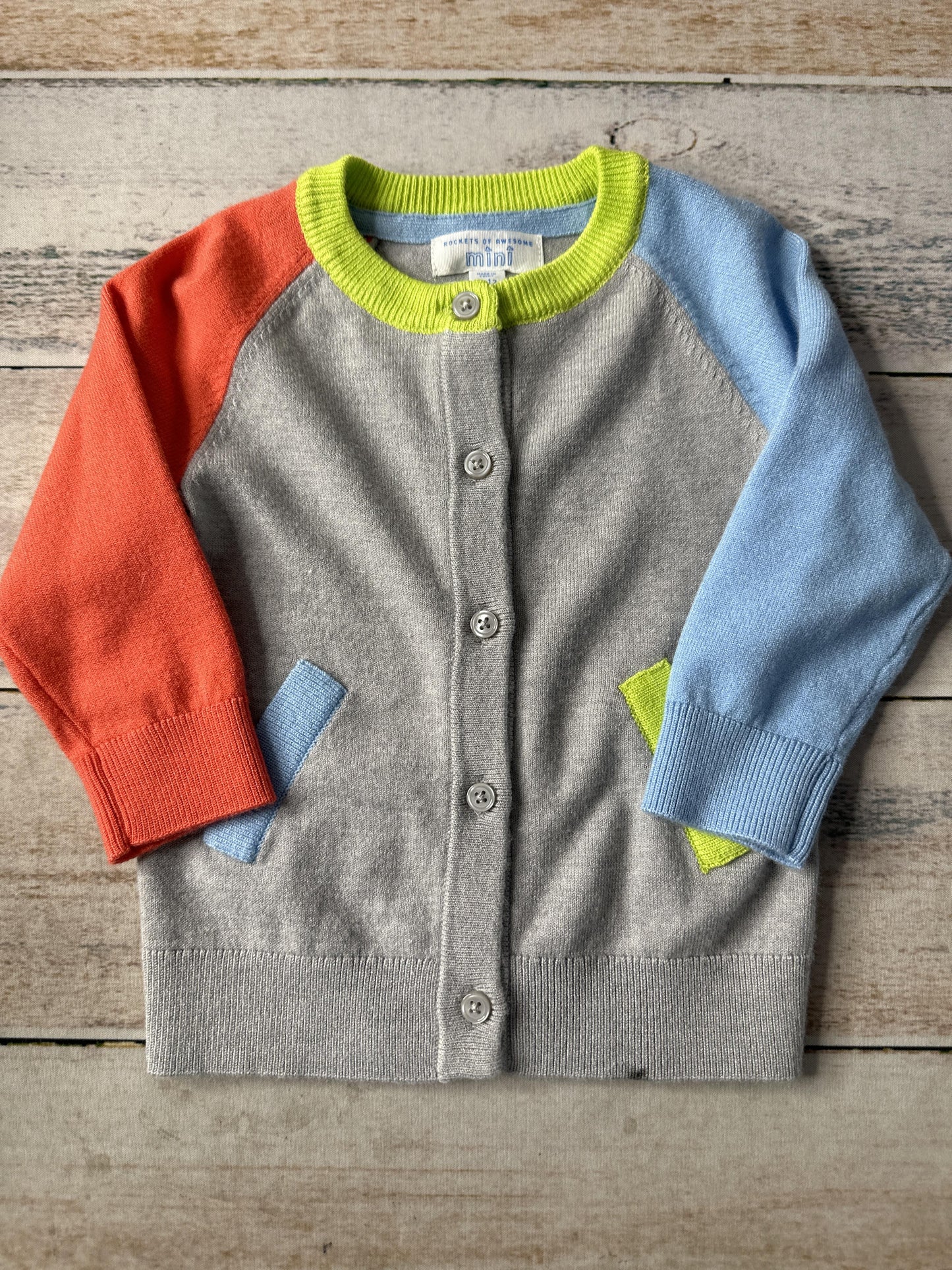 Rockets of Awesome Unisex Grey | orange | Blue | Teal Sweater Size: 6-12 months Grey | orange | Blue | Teal