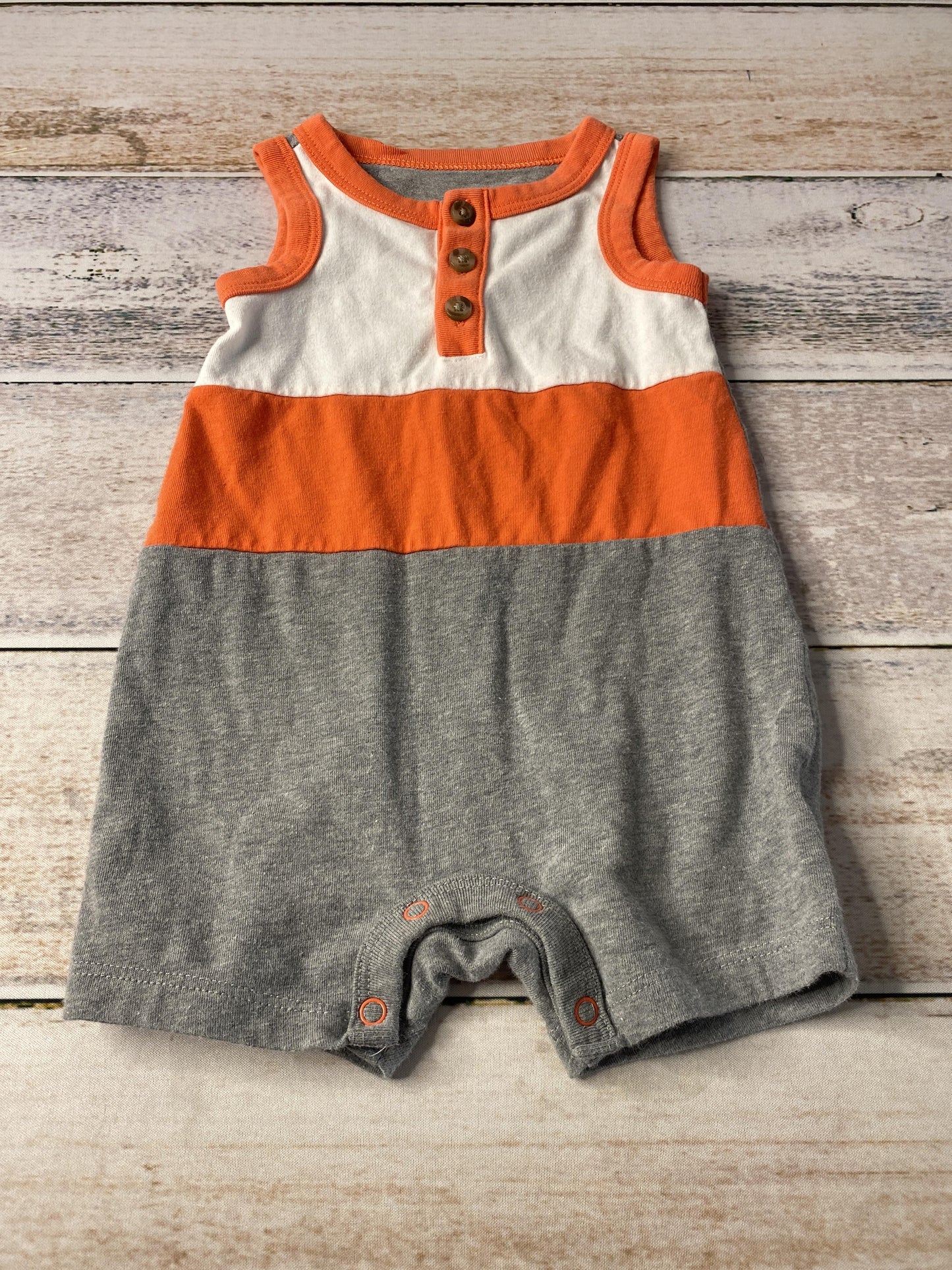 Cat & Jack Boys Grey | orange | White Romper Size: 3-6 months Grey | orange | White