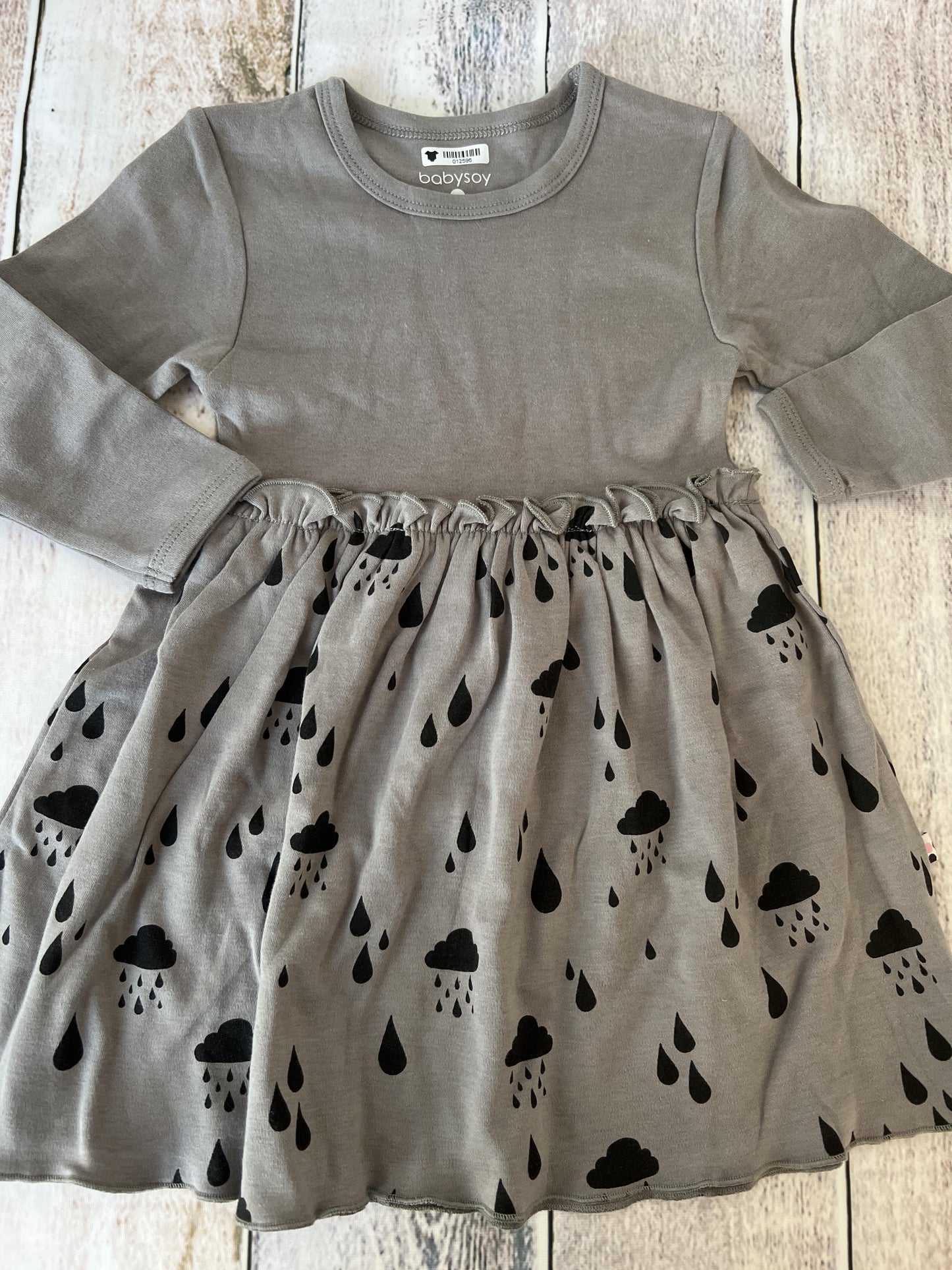 Babysoy Girls Grey | Pattern Dress Size: 12-18 months Grey | Pattern