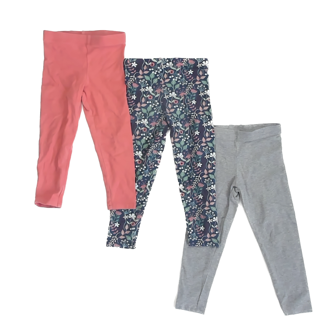 Member's Mark Girls Grey | Peach | Navy Leggings Size: 3T Grey | Peach | Navy