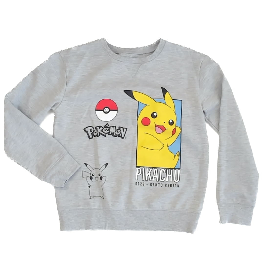 Pokemon Unisex Grey | Pikachu Sweatshirt Size: 8 Years Grey | Pikachu
