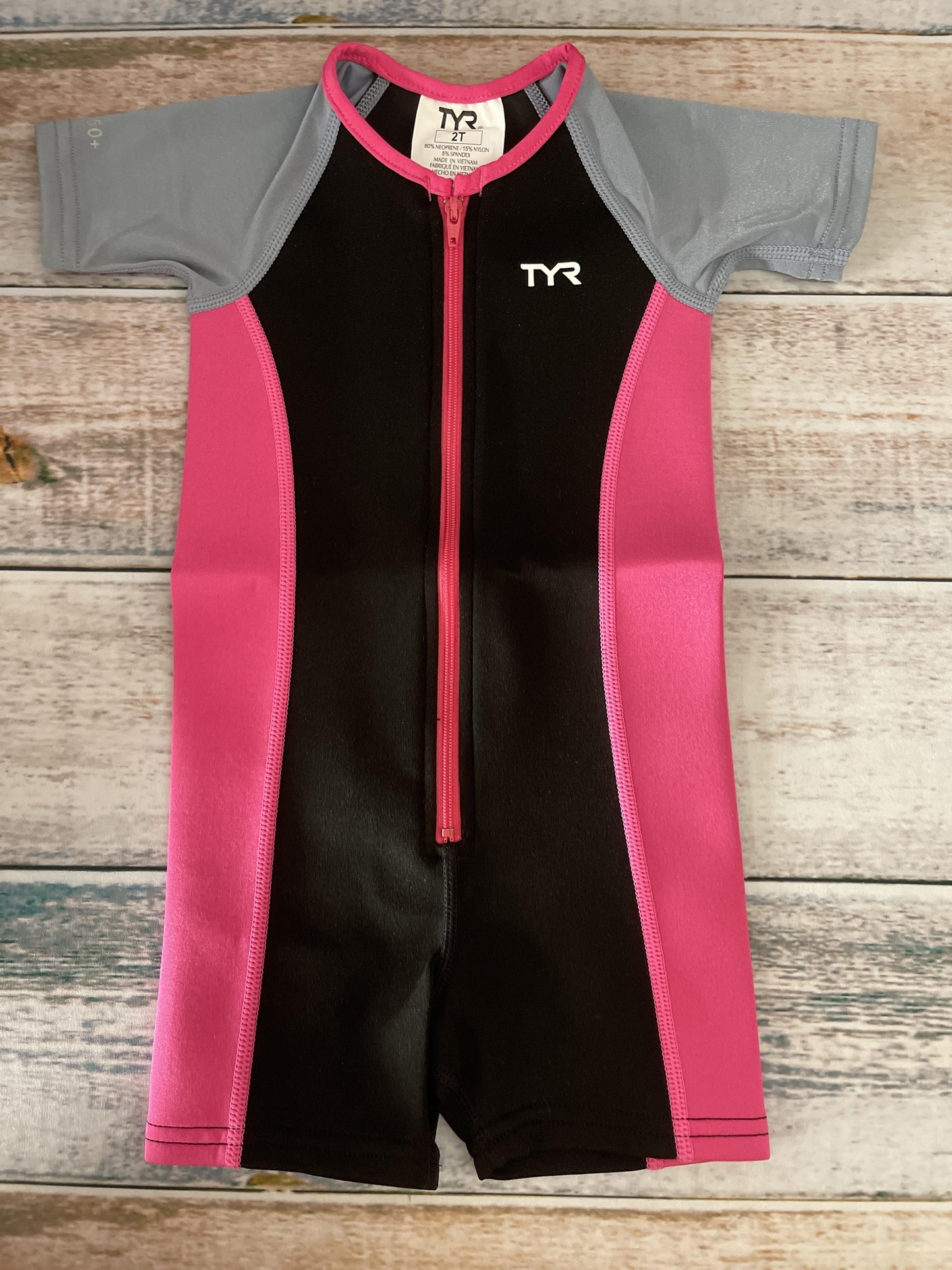 TYR Girls Grey | pink | Black Swimwear Size: 2T Grey | pink | Black