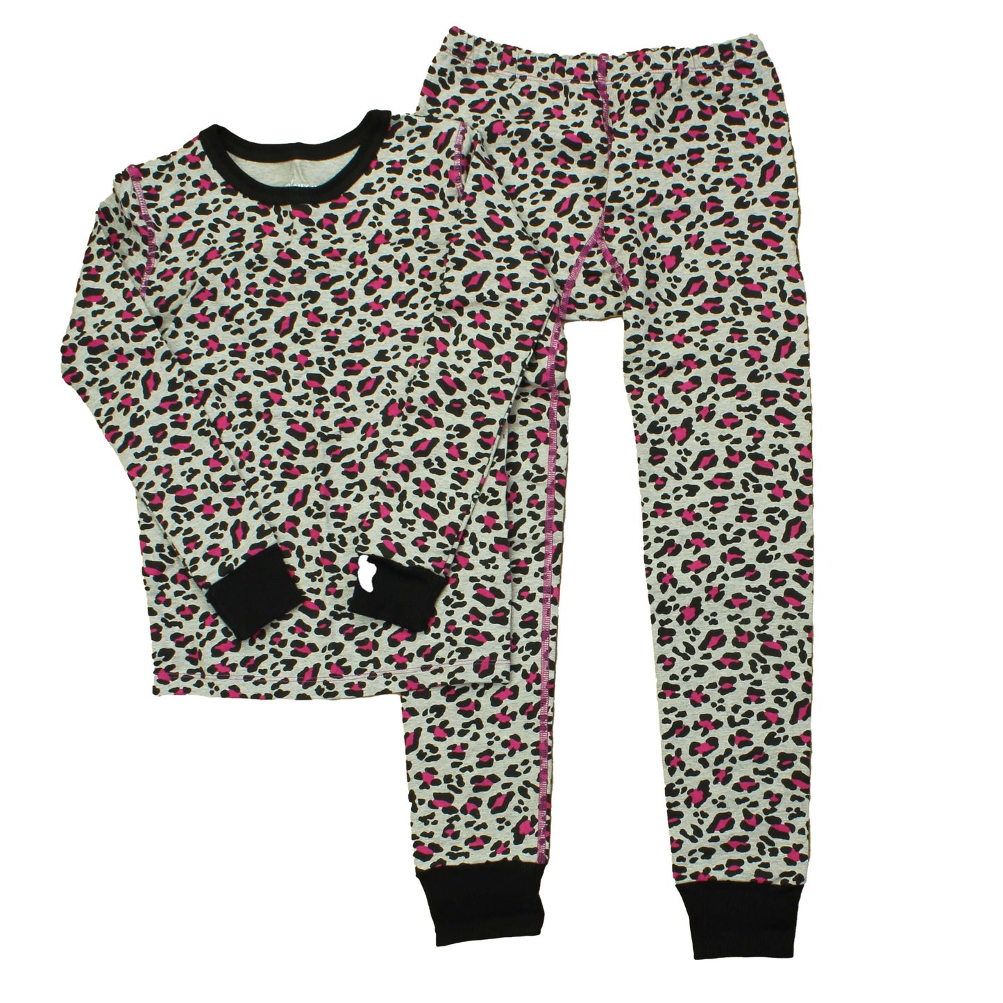 Mightly Girls Grey | Pink | Black 2-piece Pajamas Size: 4T Grey | Pink | Black