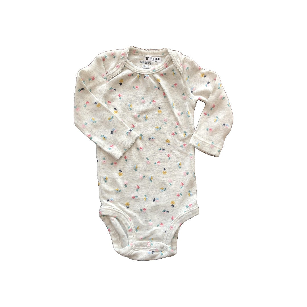 Carters Girls Grey | Pink floral Long Sleeve Outfit Size: 6 months Grey | Pink floral
