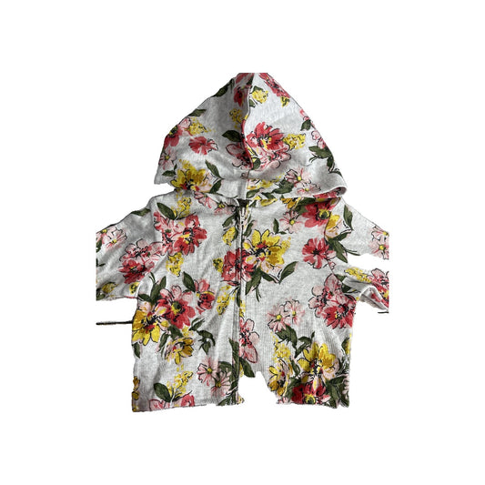 Little Me Girls Grey | Pink floral Hoodie Size: 9 months Grey | Pink floral
