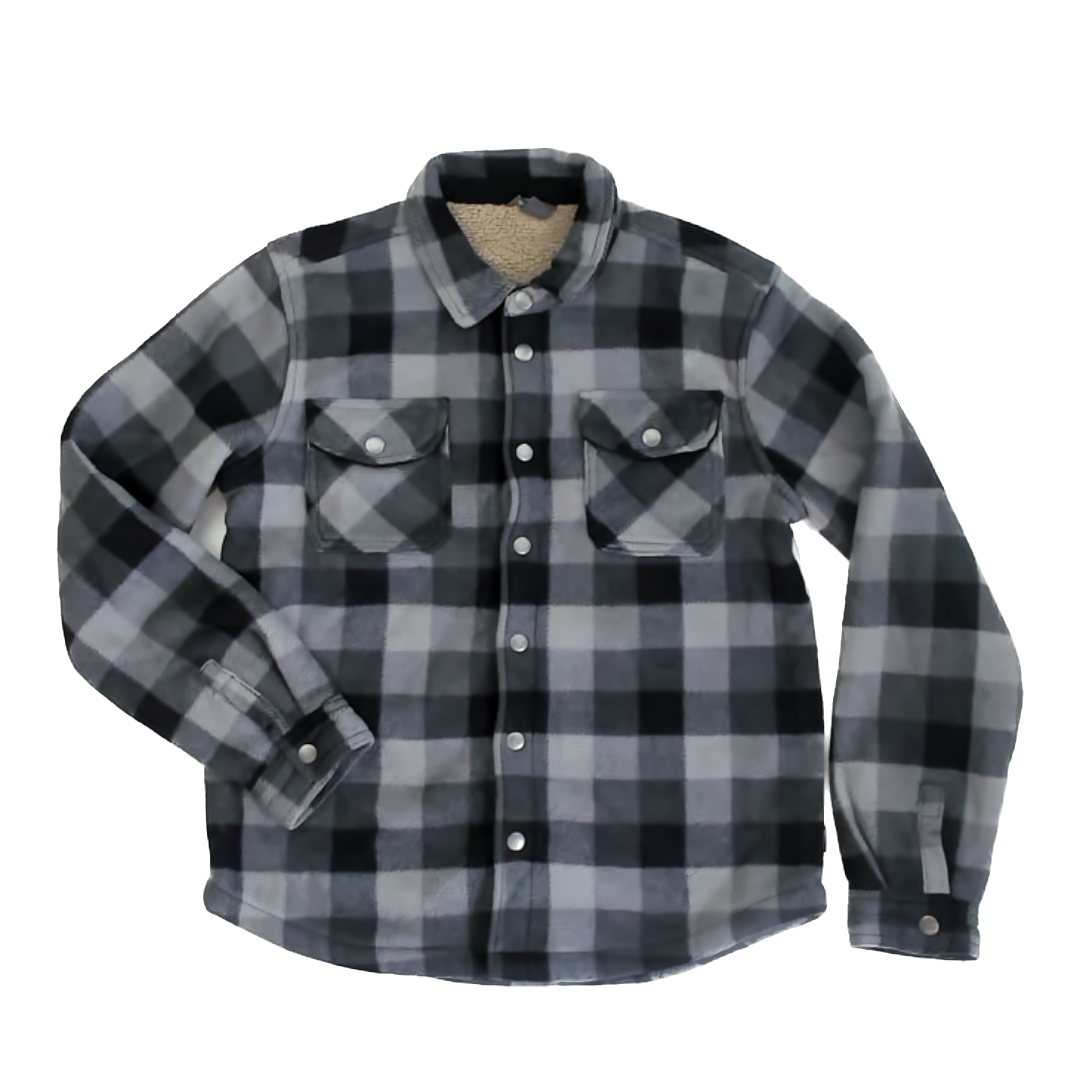 Eddie Bauer Boys Grey Plaid Fleece Size: 14-16 Years Grey Plaid