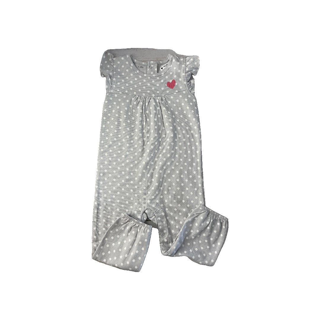 Mac and Moon Girls Grey | polka dot Romper Size: 12-18 months Grey | polka dot