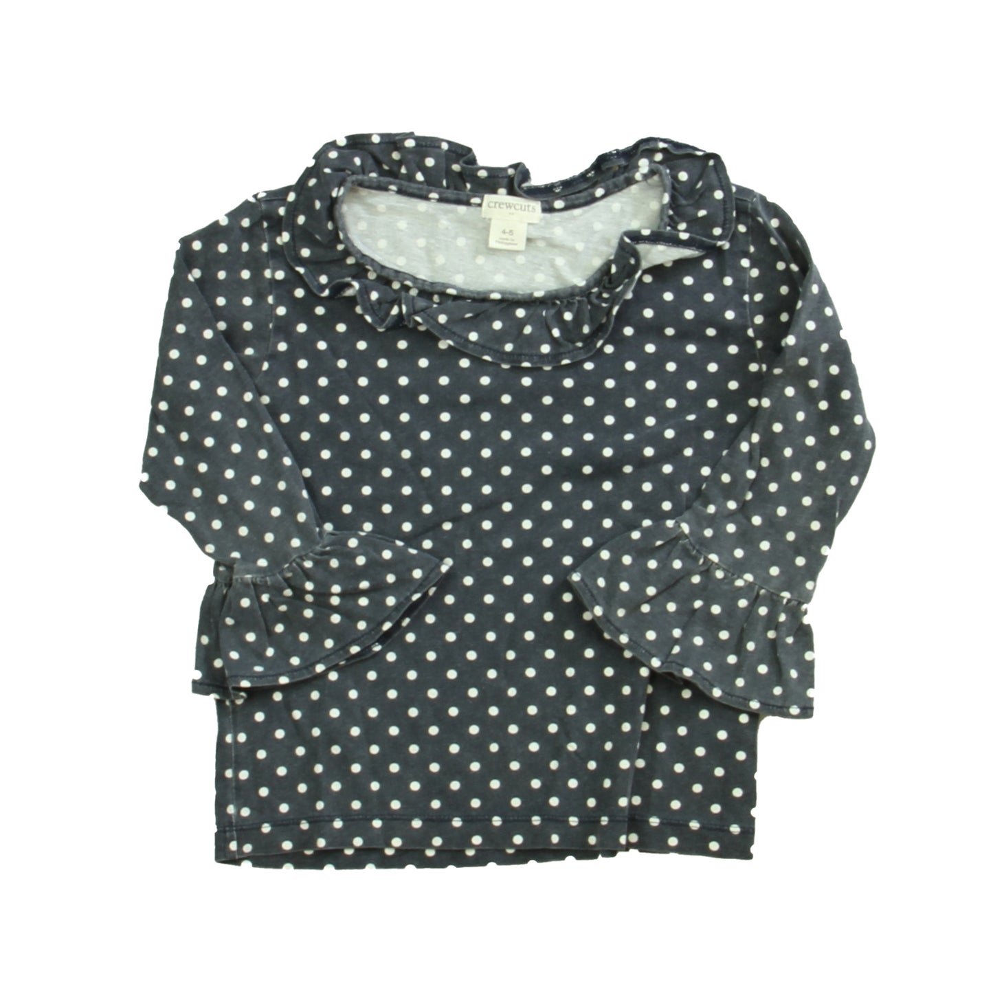 Crewcuts Girls Grey | Polka Dots Long Sleeve T-Shirt Size: 4-5T Grey | Polka Dots