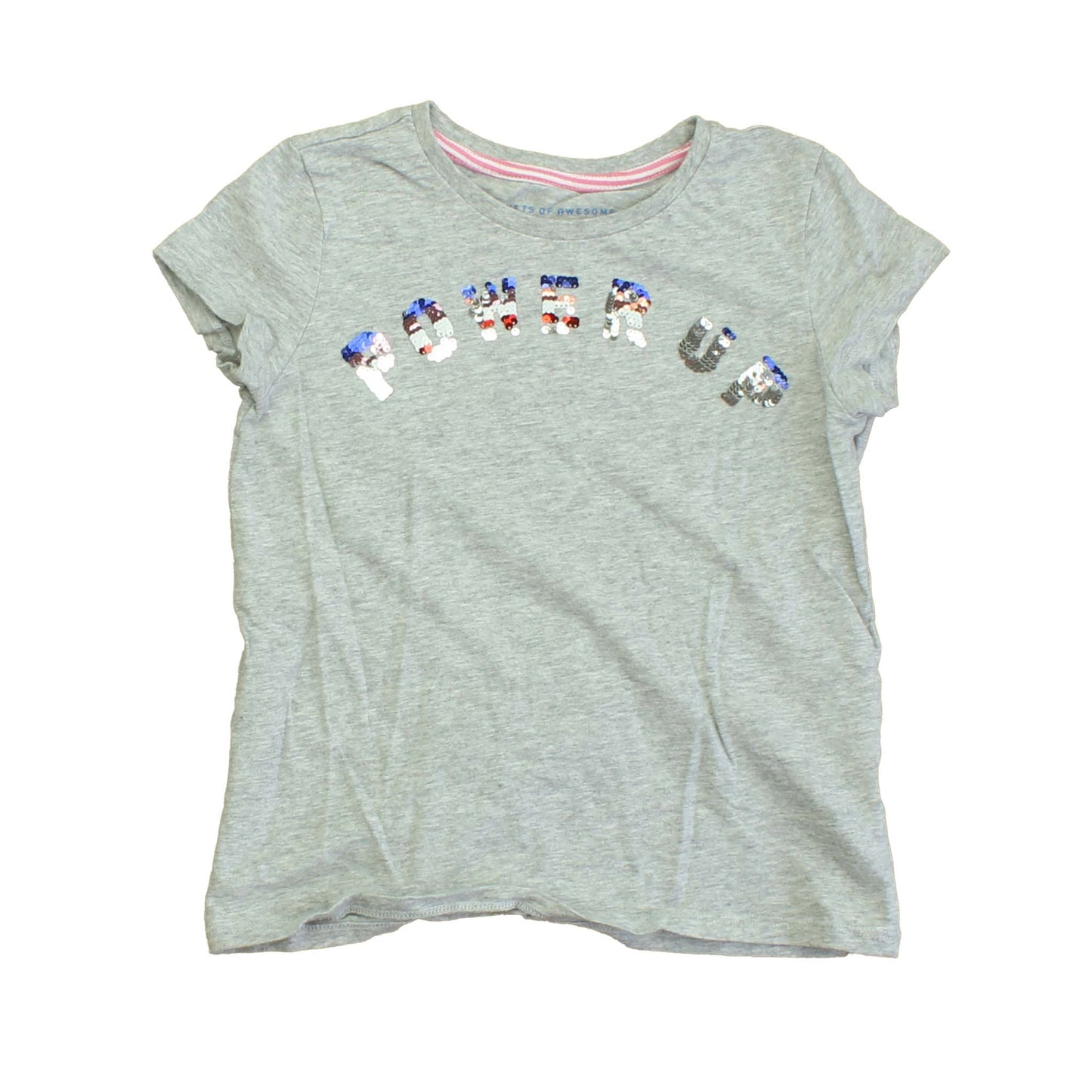 Rockets Of Awesome Girls Grey | Power Up T-Shirt Size: 7 Years Grey | Power Up
