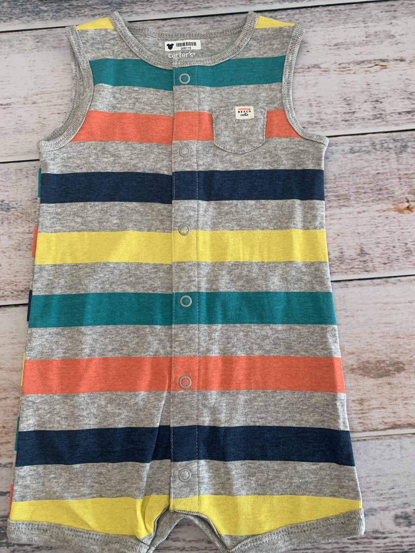 Carters Boys Grey | Rainbow | Stripe Romper Size: 6 months Grey | Rainbow | Stripe