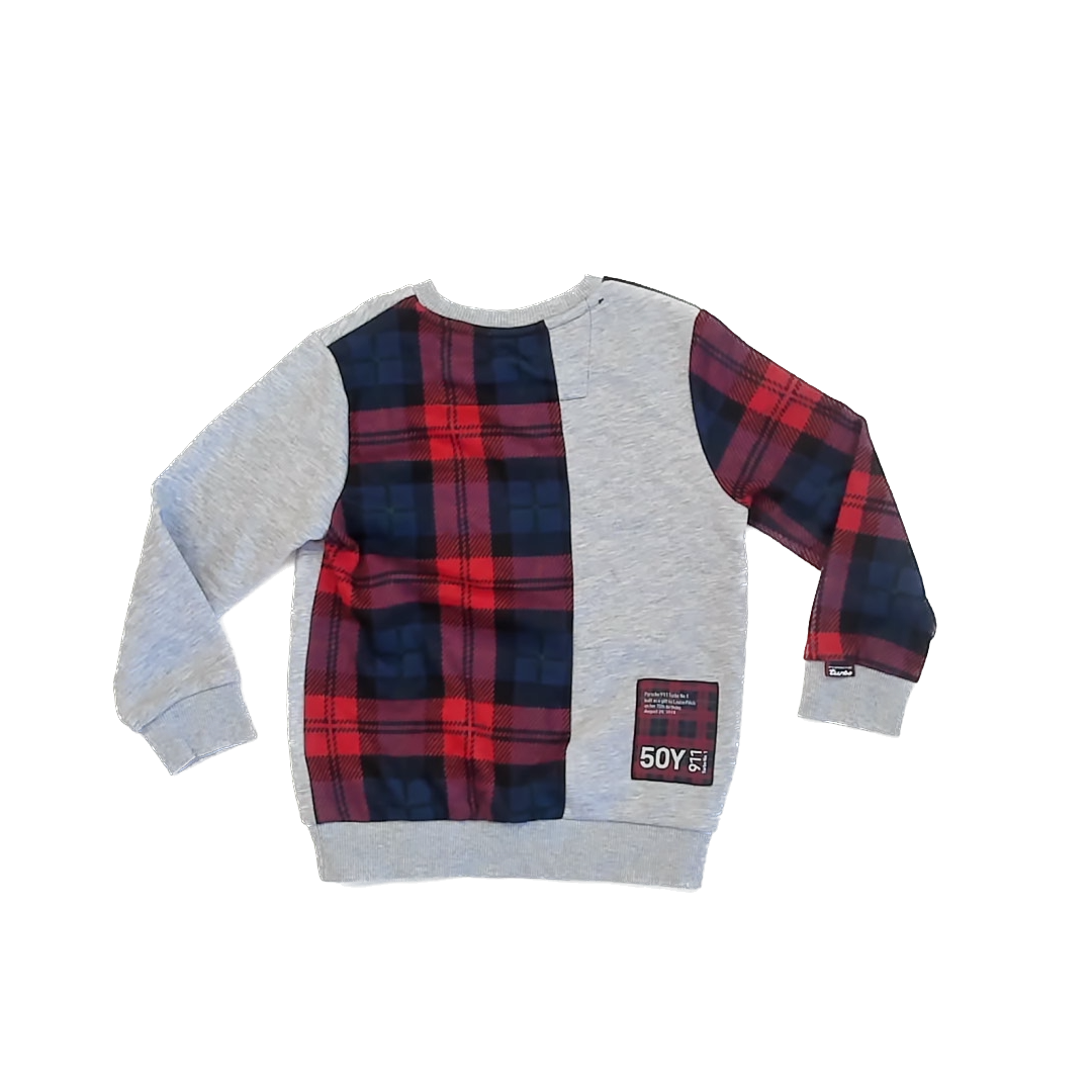 Porsche Boys Grey | Red & Blue Plaid Sweatshirt Size: 6-8 Years Grey | Red & Blue Plaid