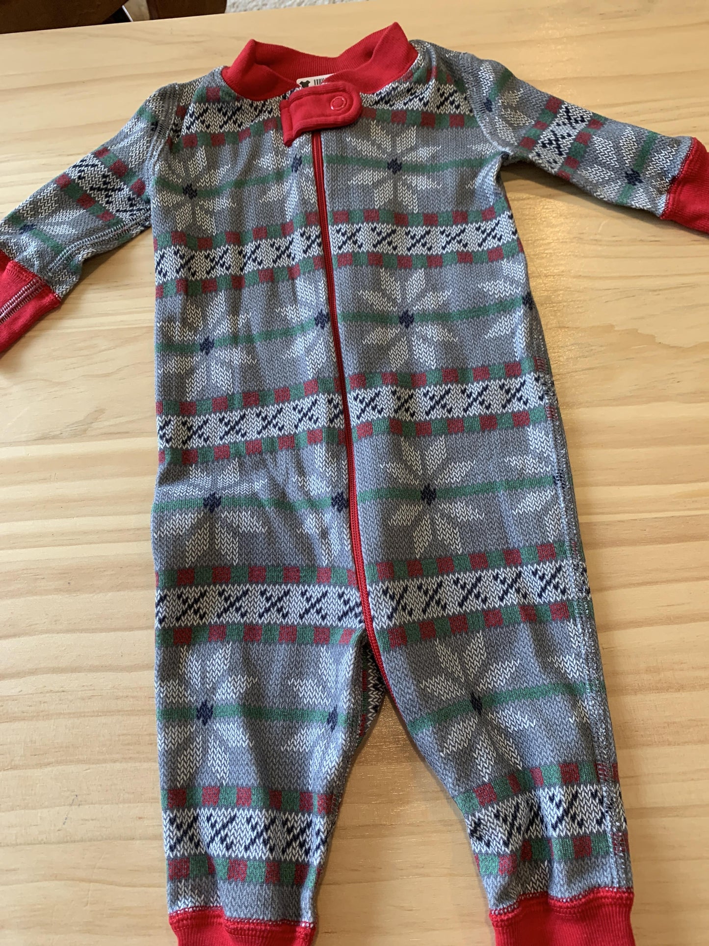 Boys Grey | Red | Forest Green | Pattern Long Sleeve Outfit Size: 0-6 months Grey | Red | Forest Green | Pattern