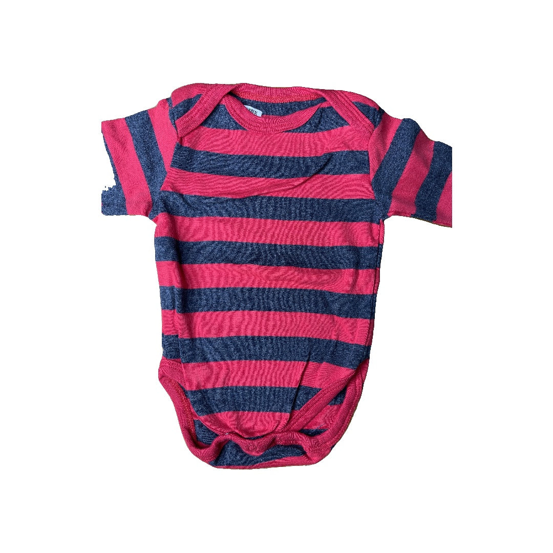 Leveret Boys Grey | Red | Stripe Onesie Size: 3-6 months Grey | Red | Stripe