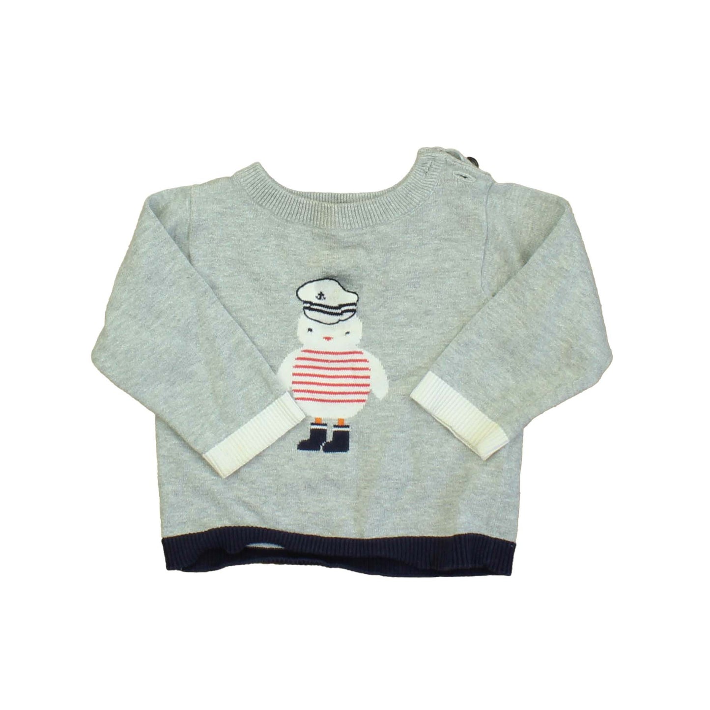Jacadi Boys Grey | Red | White | Blue Sweater Size: 12 Months Grey | Red | White | Blue