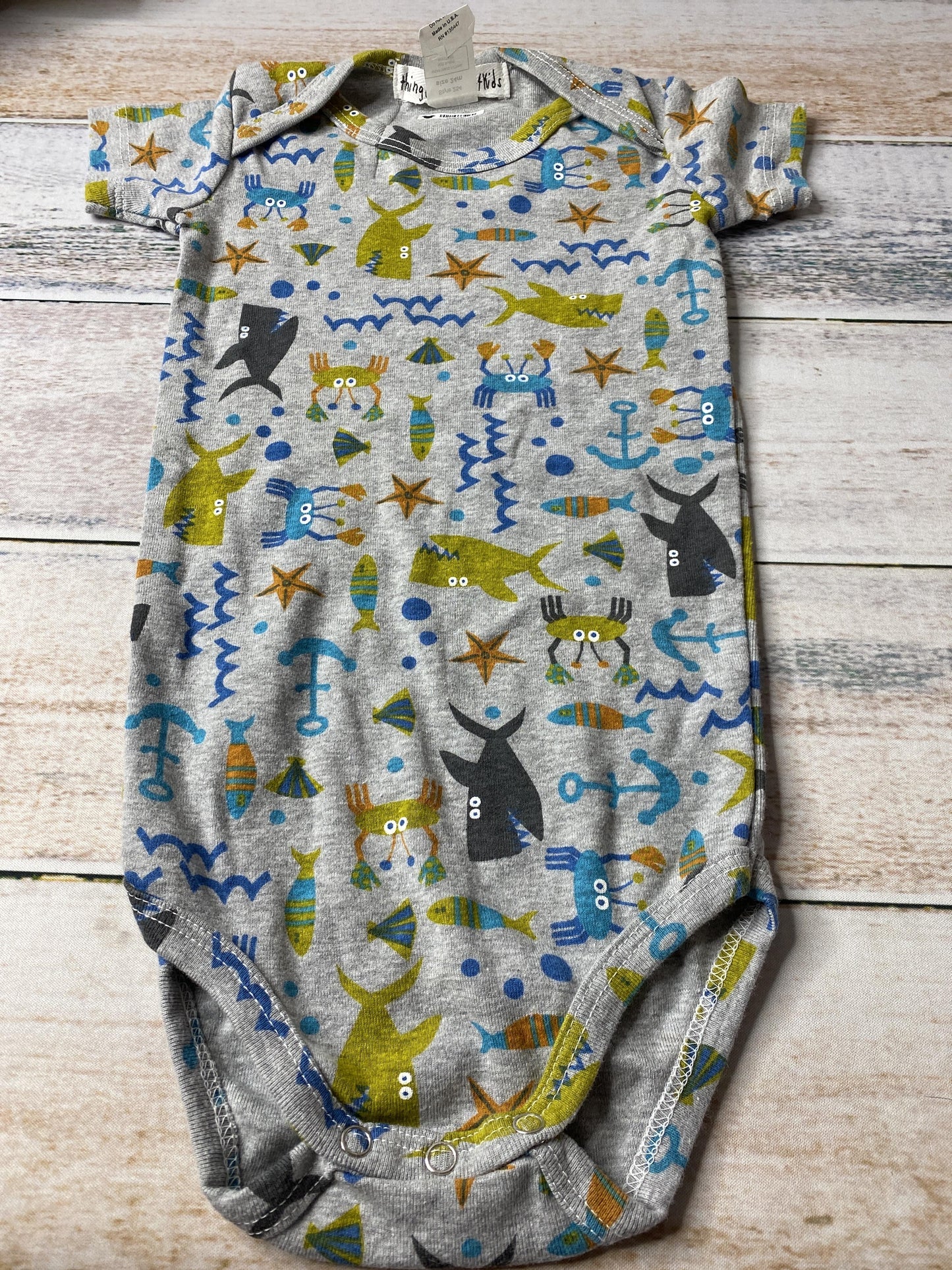 Thingamajiggiestkids Boys Grey | Sea Animals Onesie Size: 24 months Grey | Sea Animals