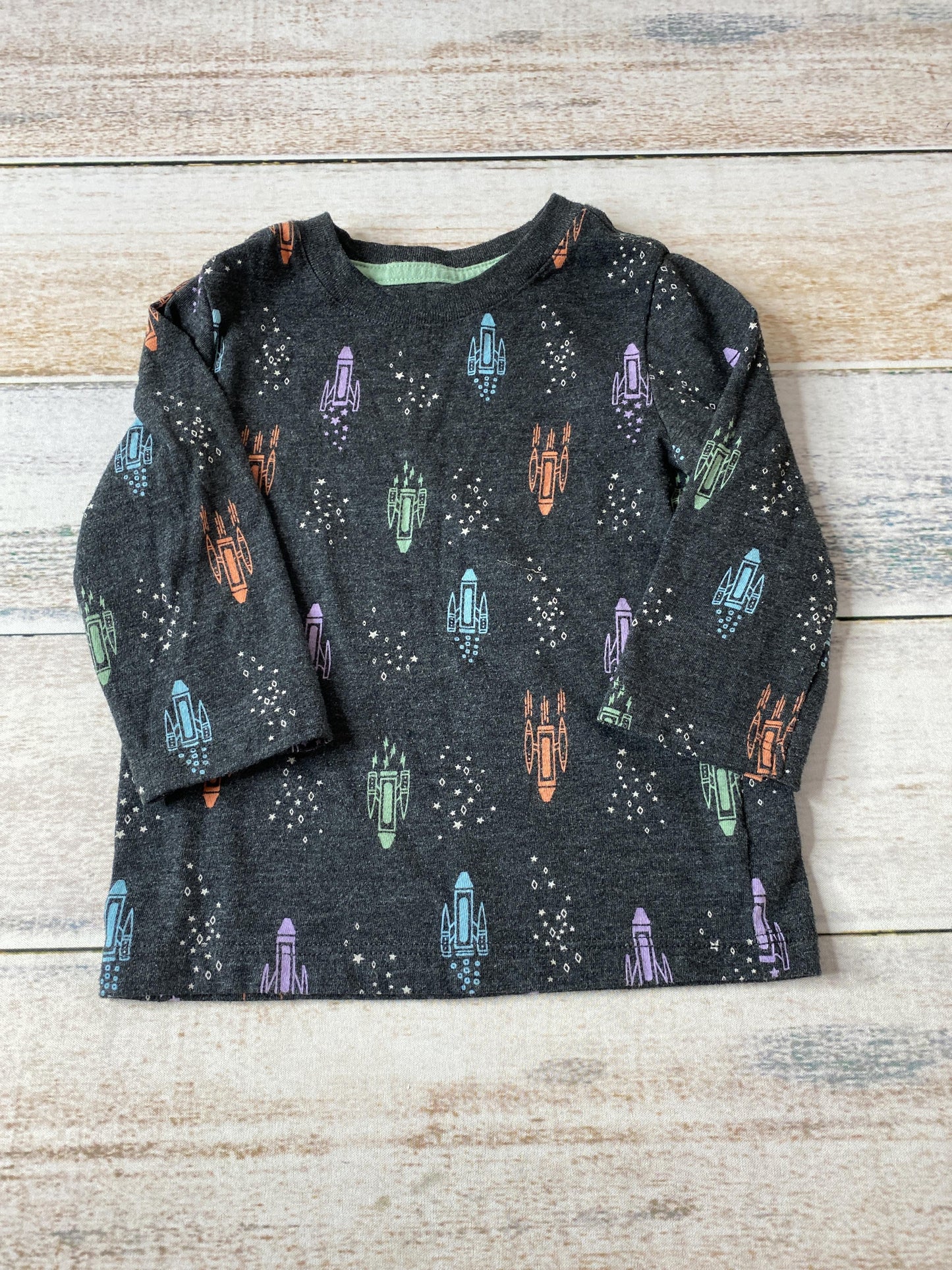 Cat & Jack Boys Grey | Space Long Sleeve T-Shirt Size: 12M Grey | Space