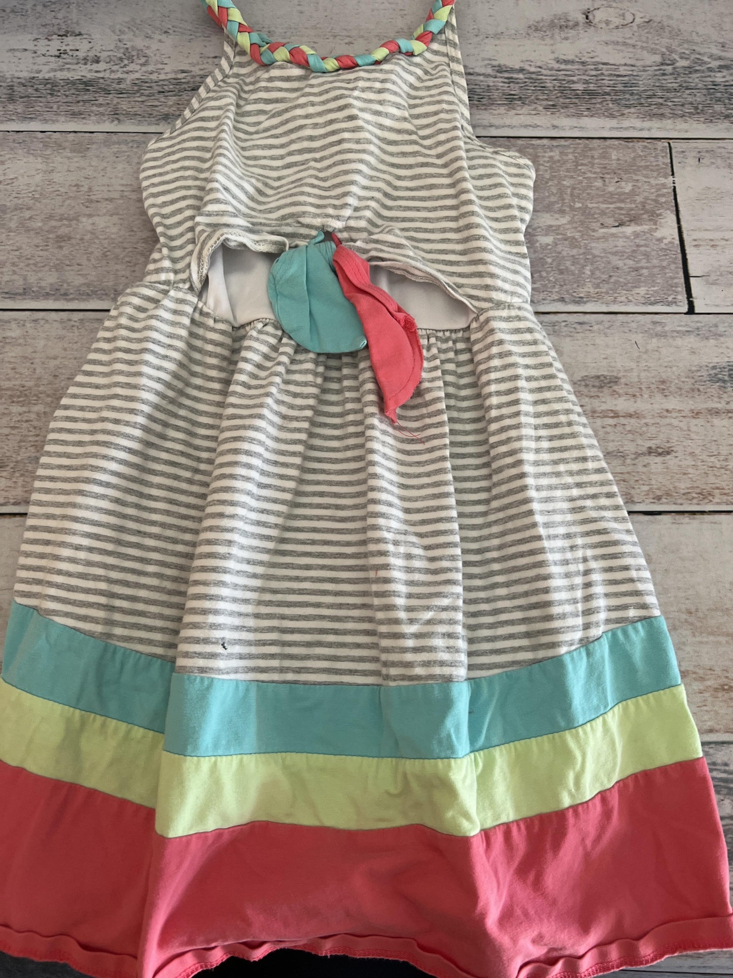 Jona Michelle Girls Grey | Stripe Dress Size: 5 Grey | Stripe