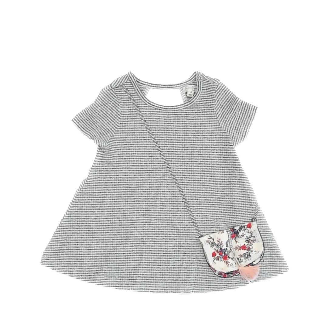 Jessica Simpson Girls Grey Striped Short Sleeve Shirt Size: 4T Grey Striped