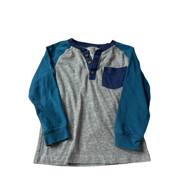 Carters Boys Grey | Teal | Navy Blue Long Sleeve T-Shirt Size: 3T Grey | Teal | Navy Blue
