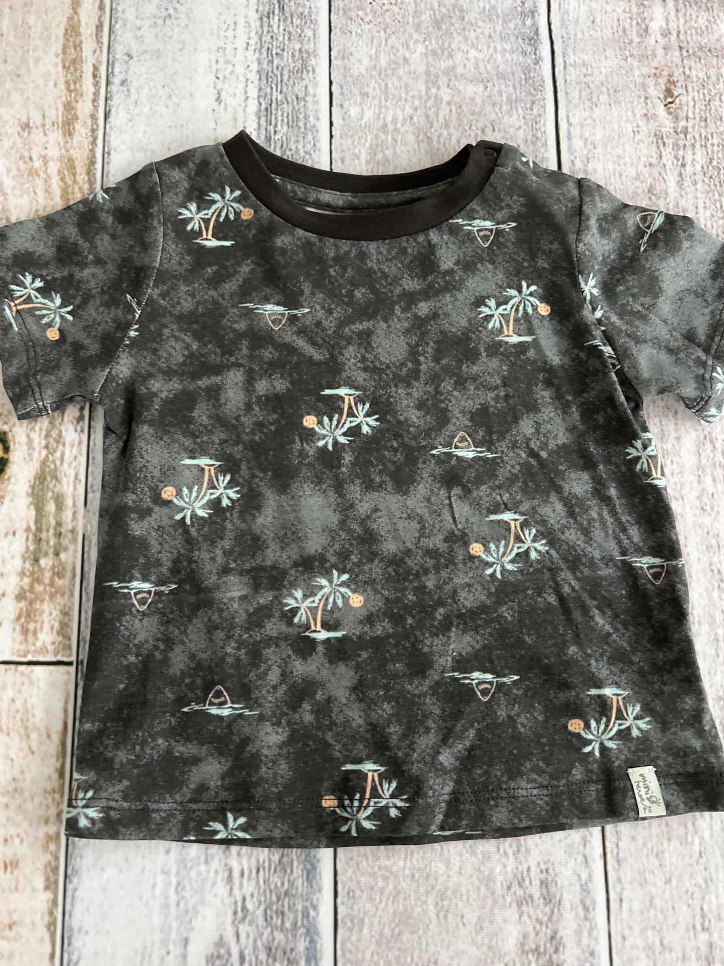Mini Heroes Boys Grey | Teo | Tropical T-Shirt Size: 18 months Grey | Teo | Tropical