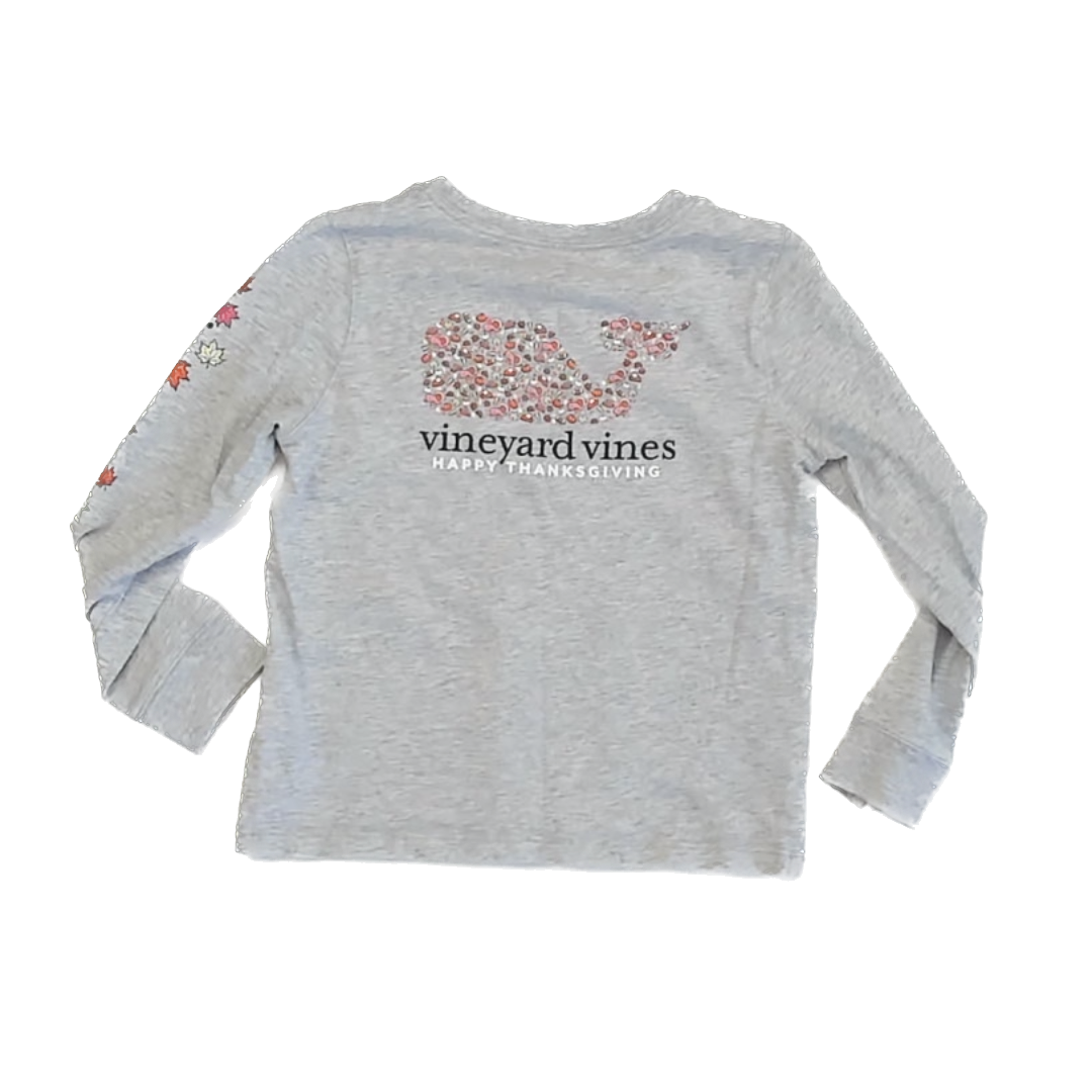 Vineyard Vines Girls Grey Thanksgiving Long Sleeve T-Shirt Size: 4T Grey Thanksgiving