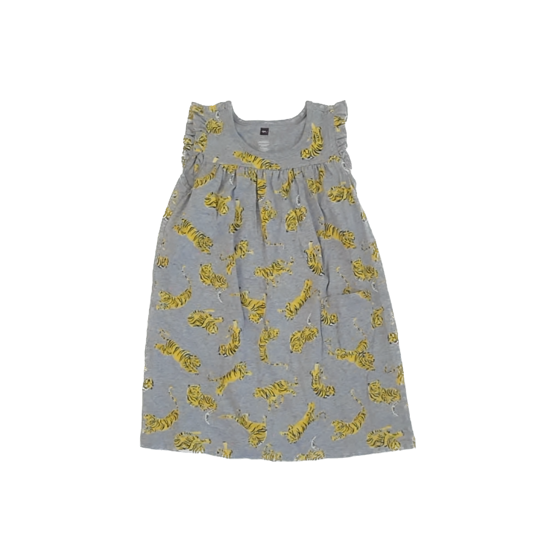 Tea Collection Girls Grey | Tiger Dress Size: 5T Grey | Tiger