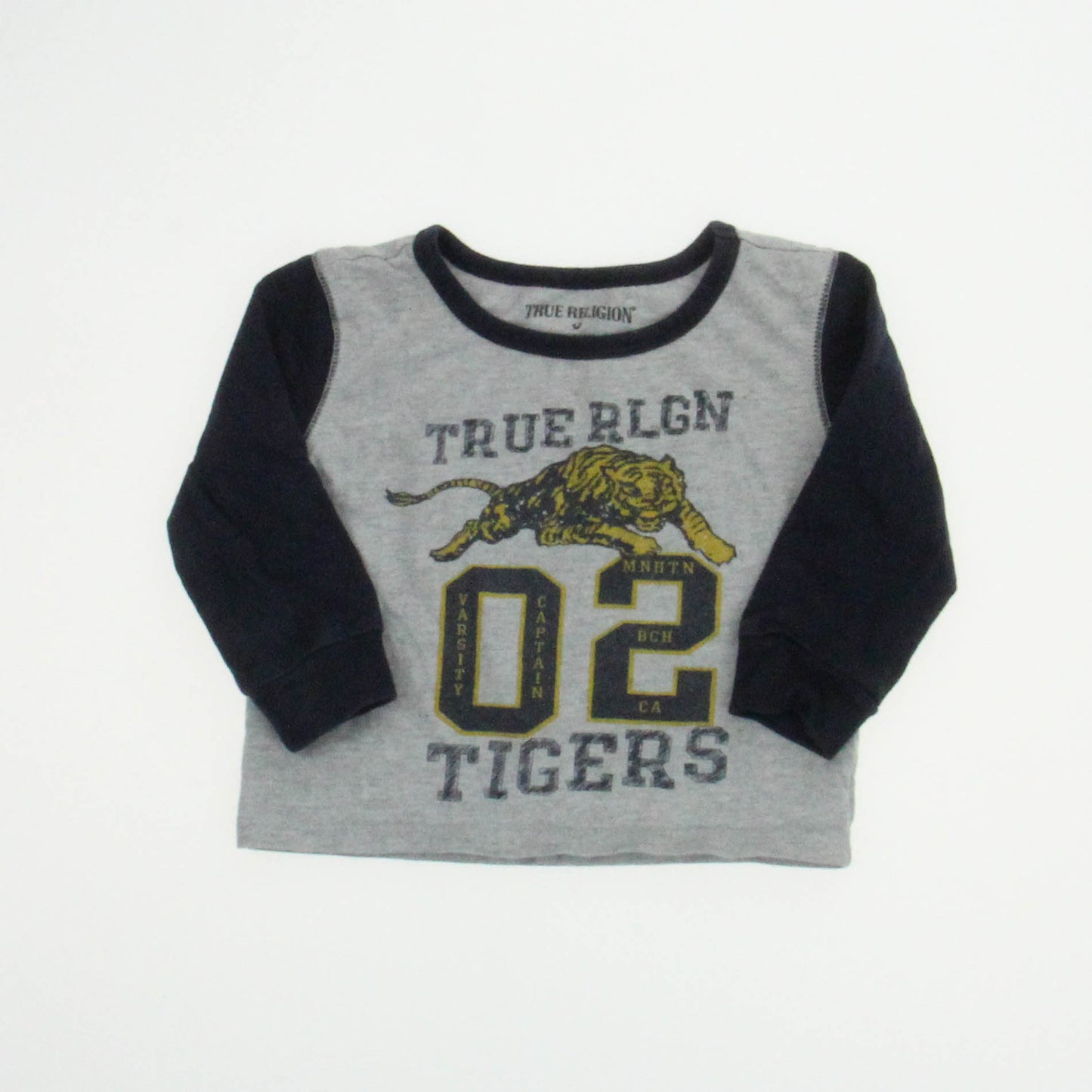 True Religion Unisex Grey | Tigers Long Sleeve Shirt Size: 12 Months Grey | Tigers