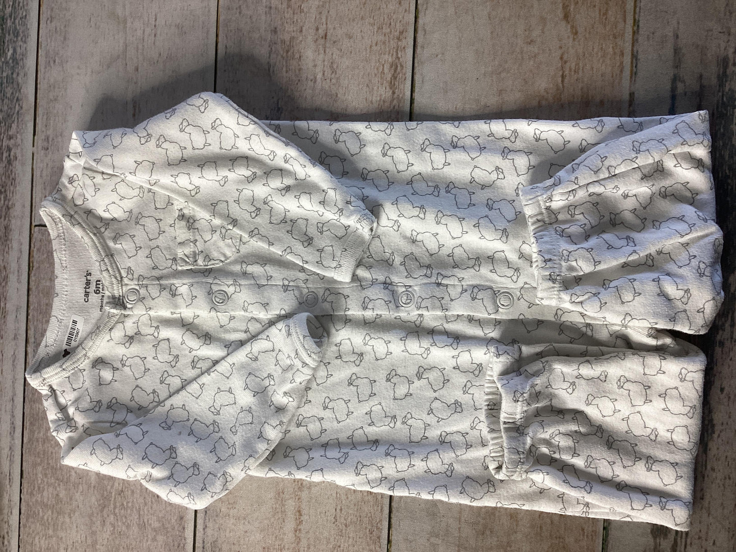Carters Unisex Grey | White | animals 1-piece footed Pajamas Size: 3-6 months Grey | White | animals