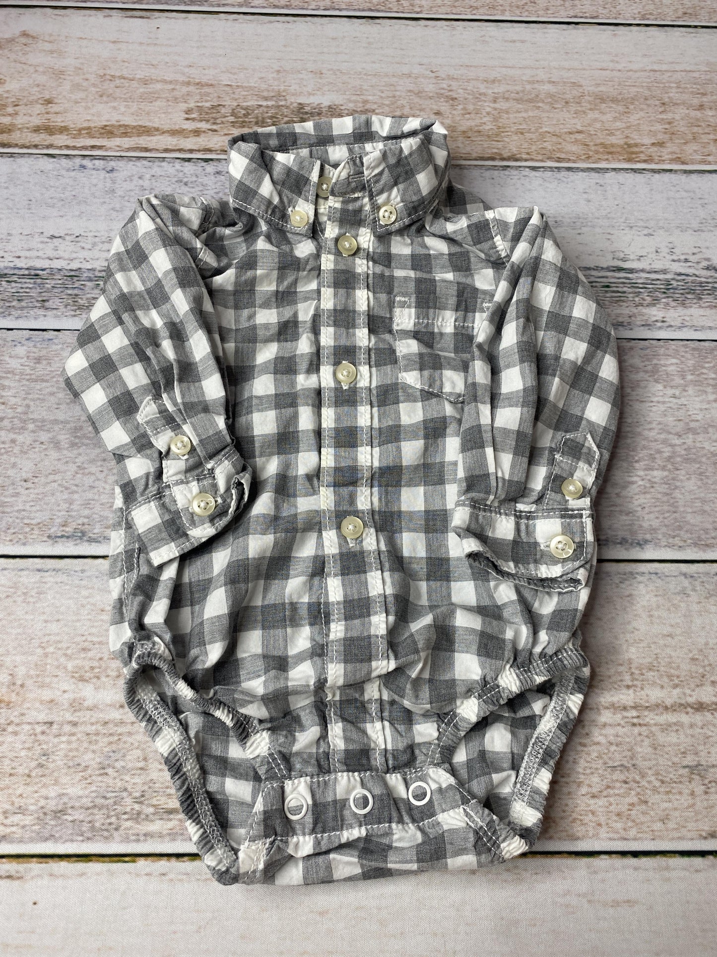 Carters Boys Grey | White | Check Long Sleeve Outfit Size: 3 months Grey | White | Check