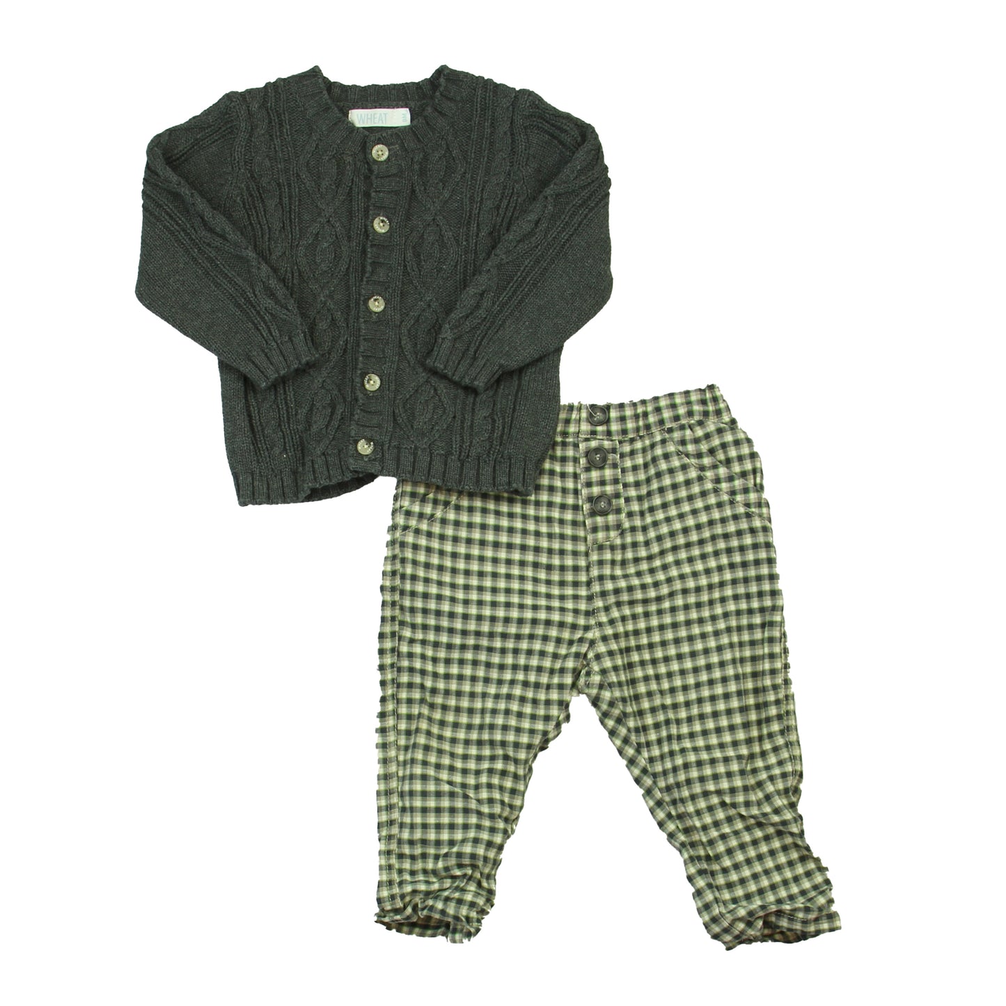 Wheat Boys Grey | White | Green Apparel Sets Size: 9 Months Grey | White | Green