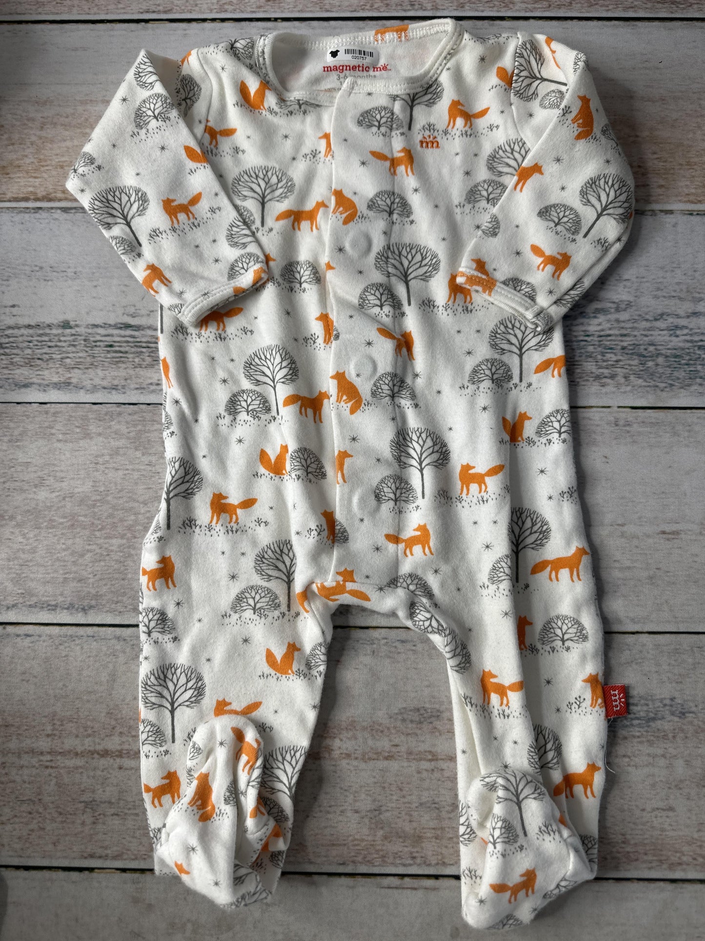Magnetic Me Unisex Grey | White | orange Pajamas Size: 3-6 months Grey | White | orange