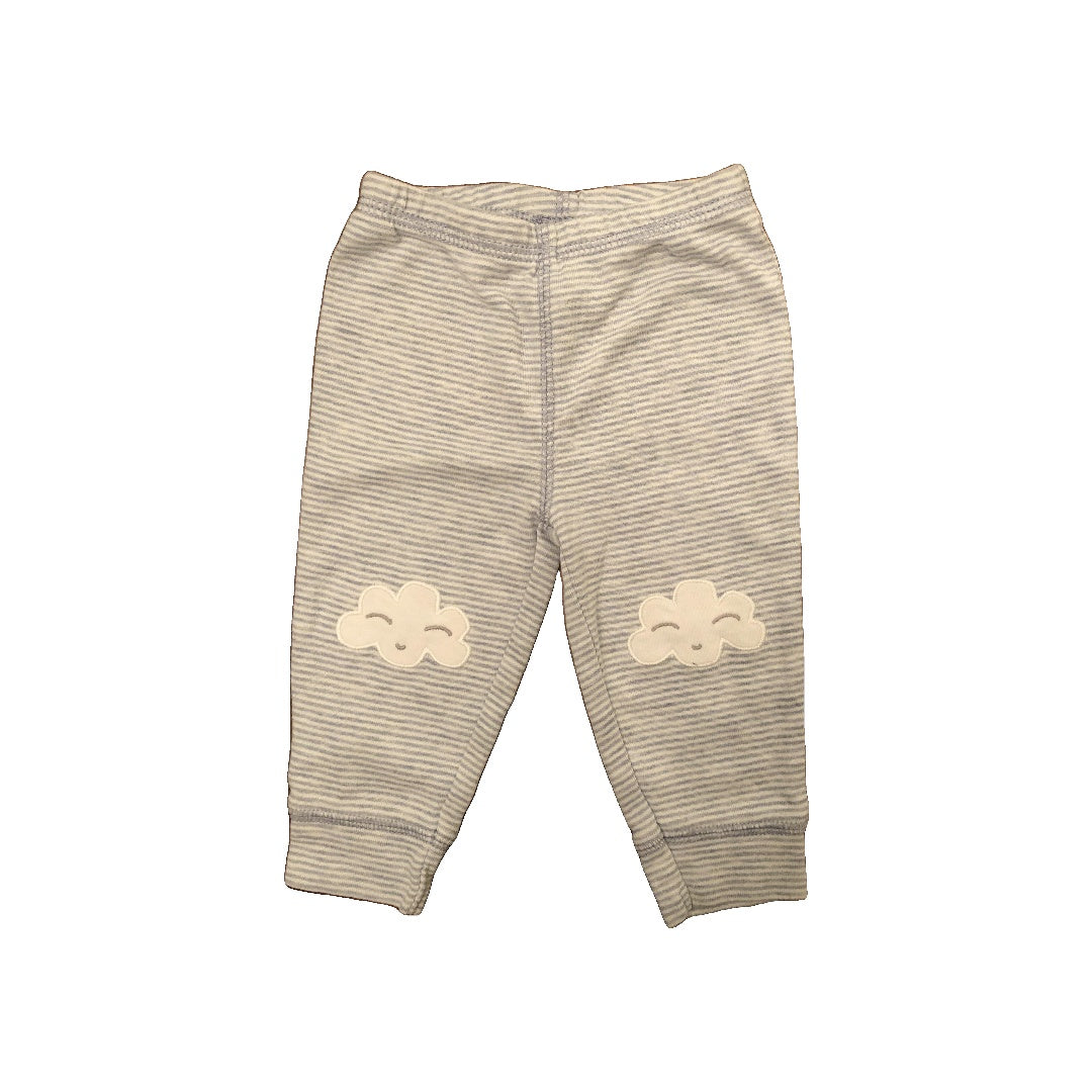 Carters Unisex Grey | White | Striped Pants Size: 6 months Grey | White | Striped