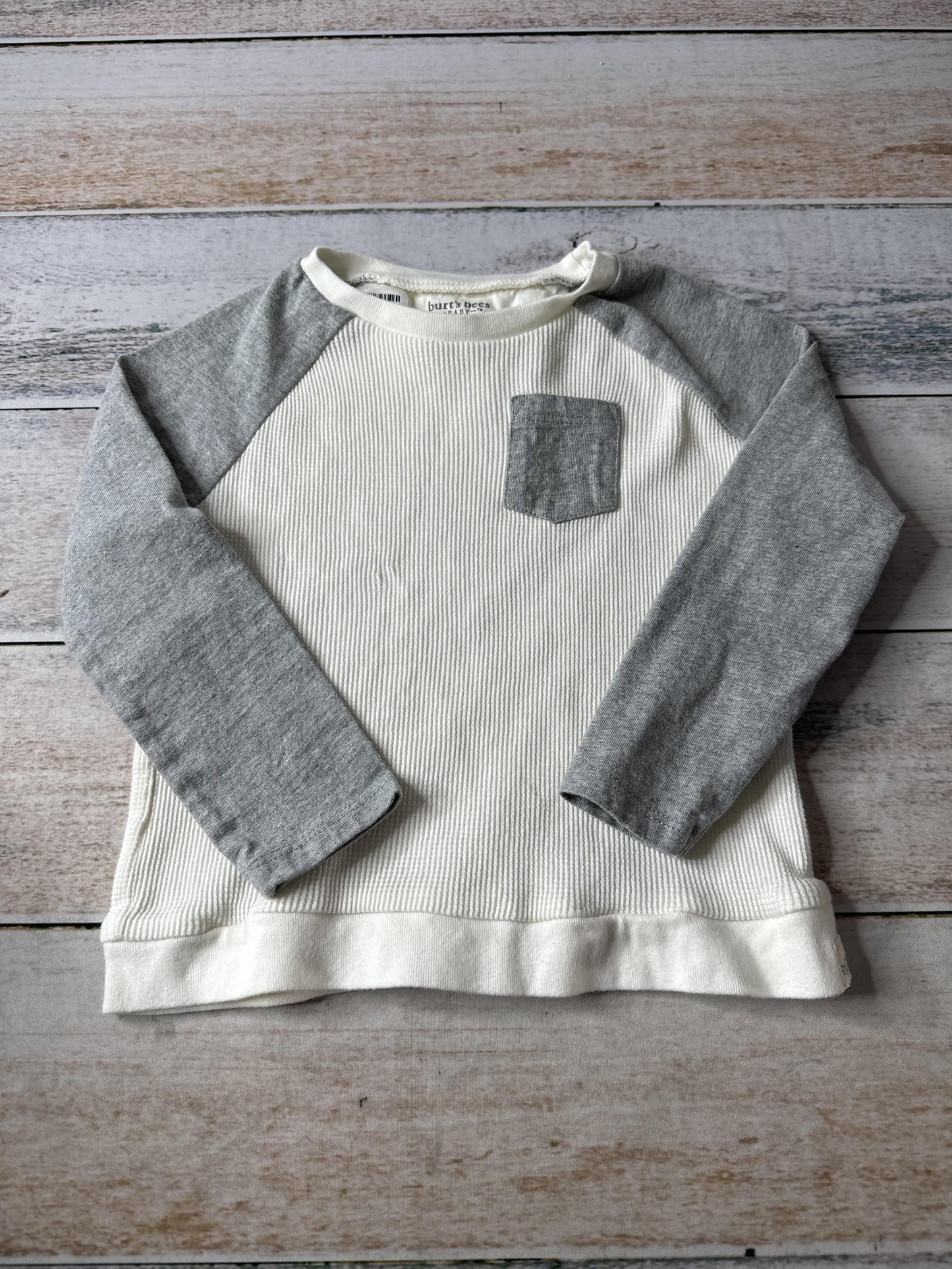Burt's Bees Unisex Grey | White Long Sleeve Shirt Size: 24 months Grey | White