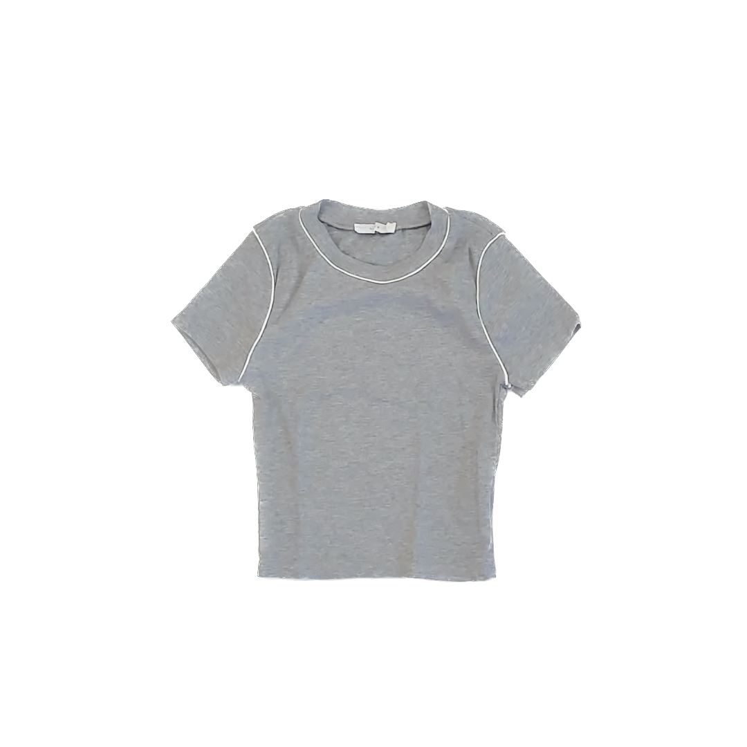 Lush Girls Grey | White Short Sleeve Shirt Size: S Grey | White