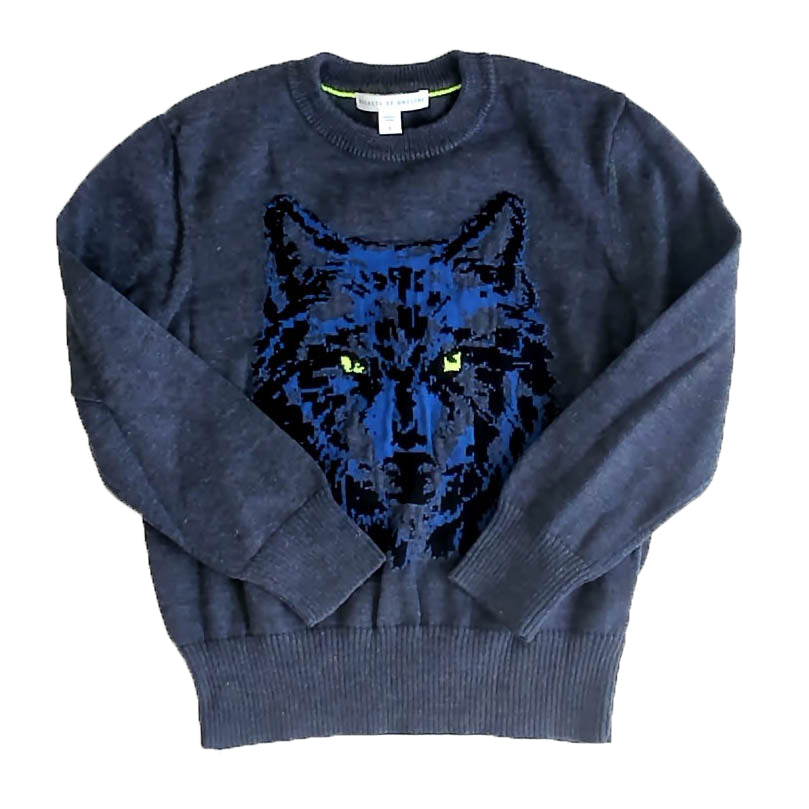 Rockets Of Awesome Boys Grey | Wolf Sweater Size: 5T Grey | Wolf