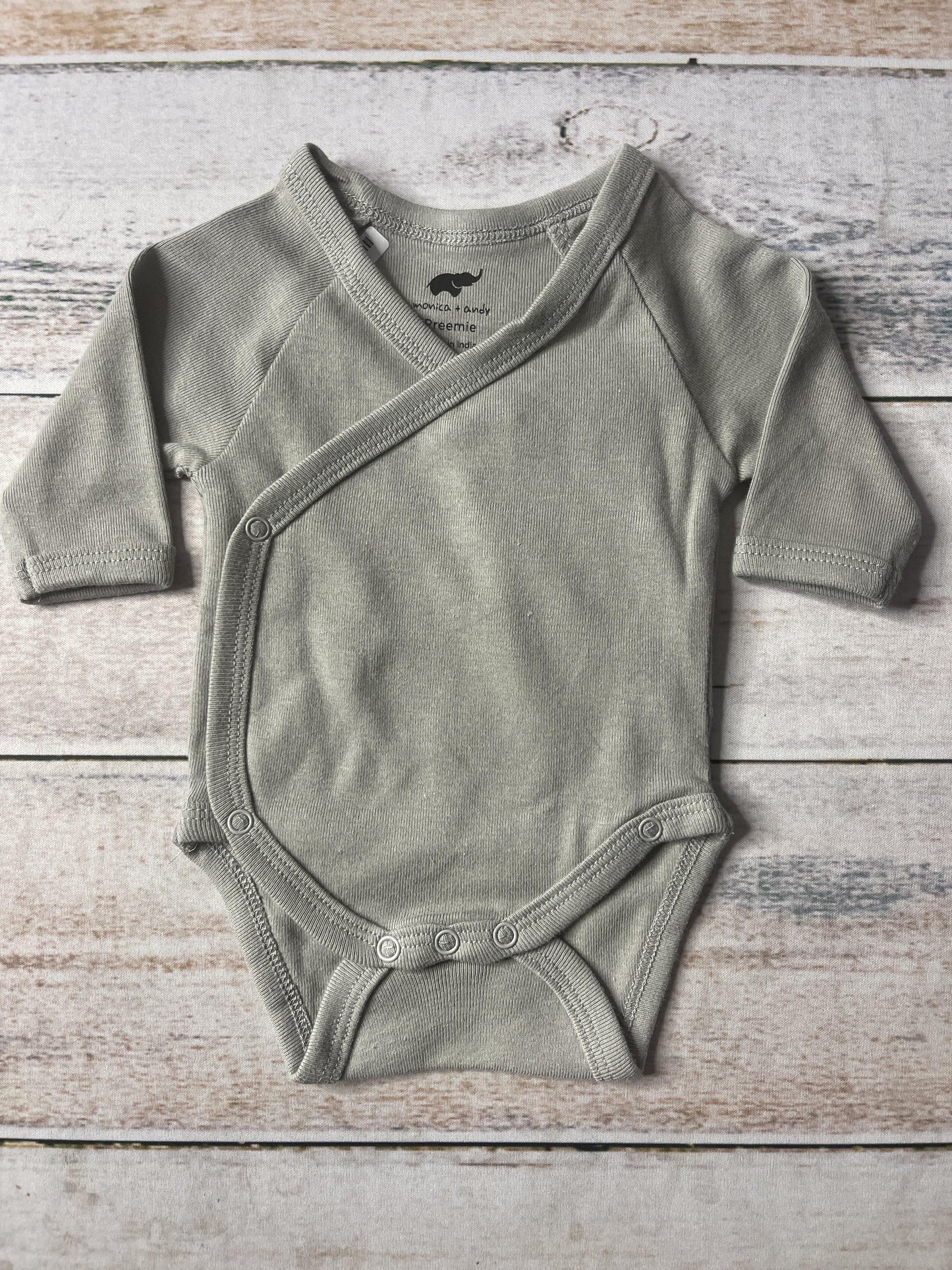 Monica + Andy Unisex Grey Onesie Size: Preemie Grey