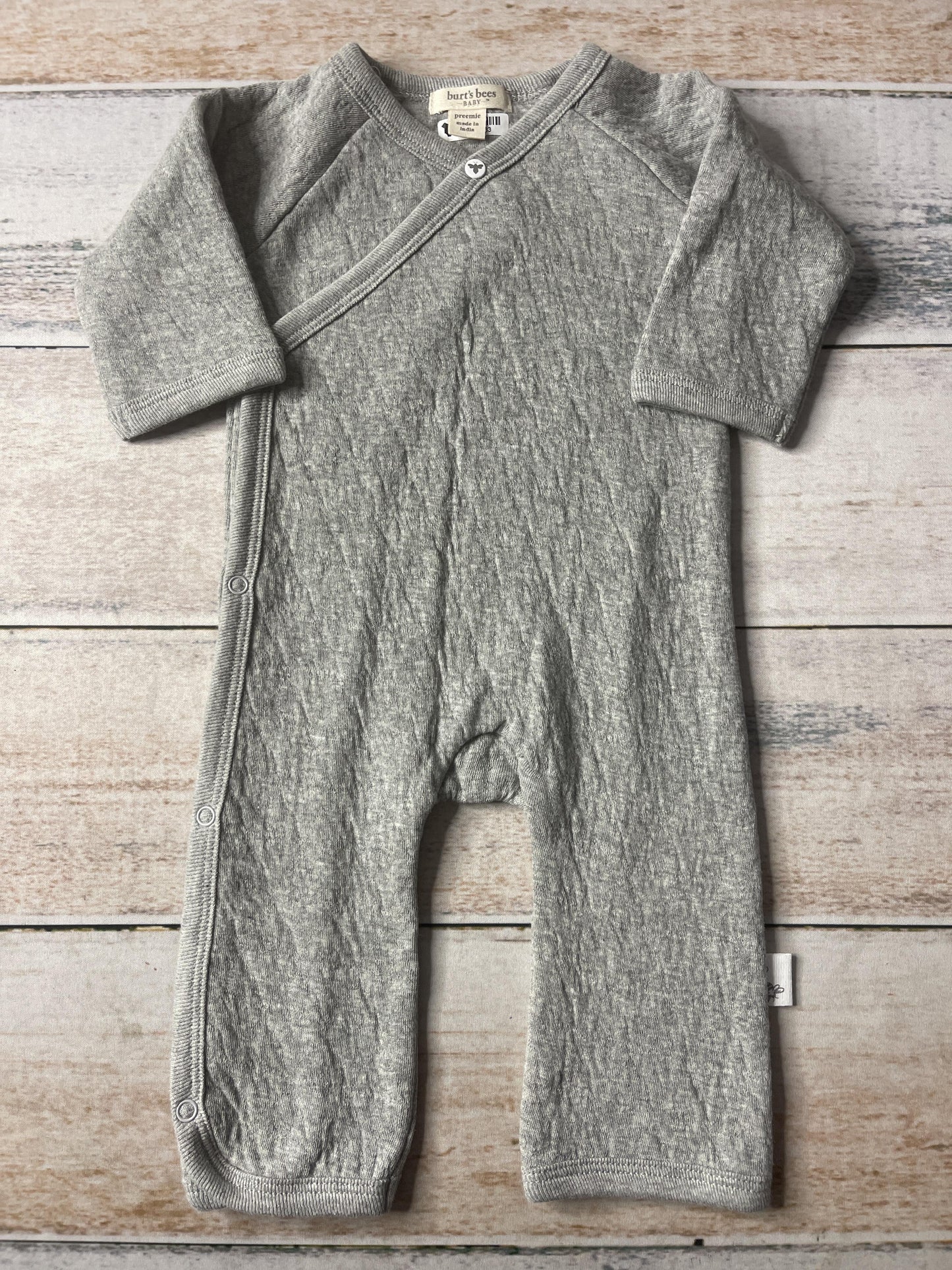 Burt's Bees Unisex Grey Long Sleeve Outfit Size: Preemie Grey