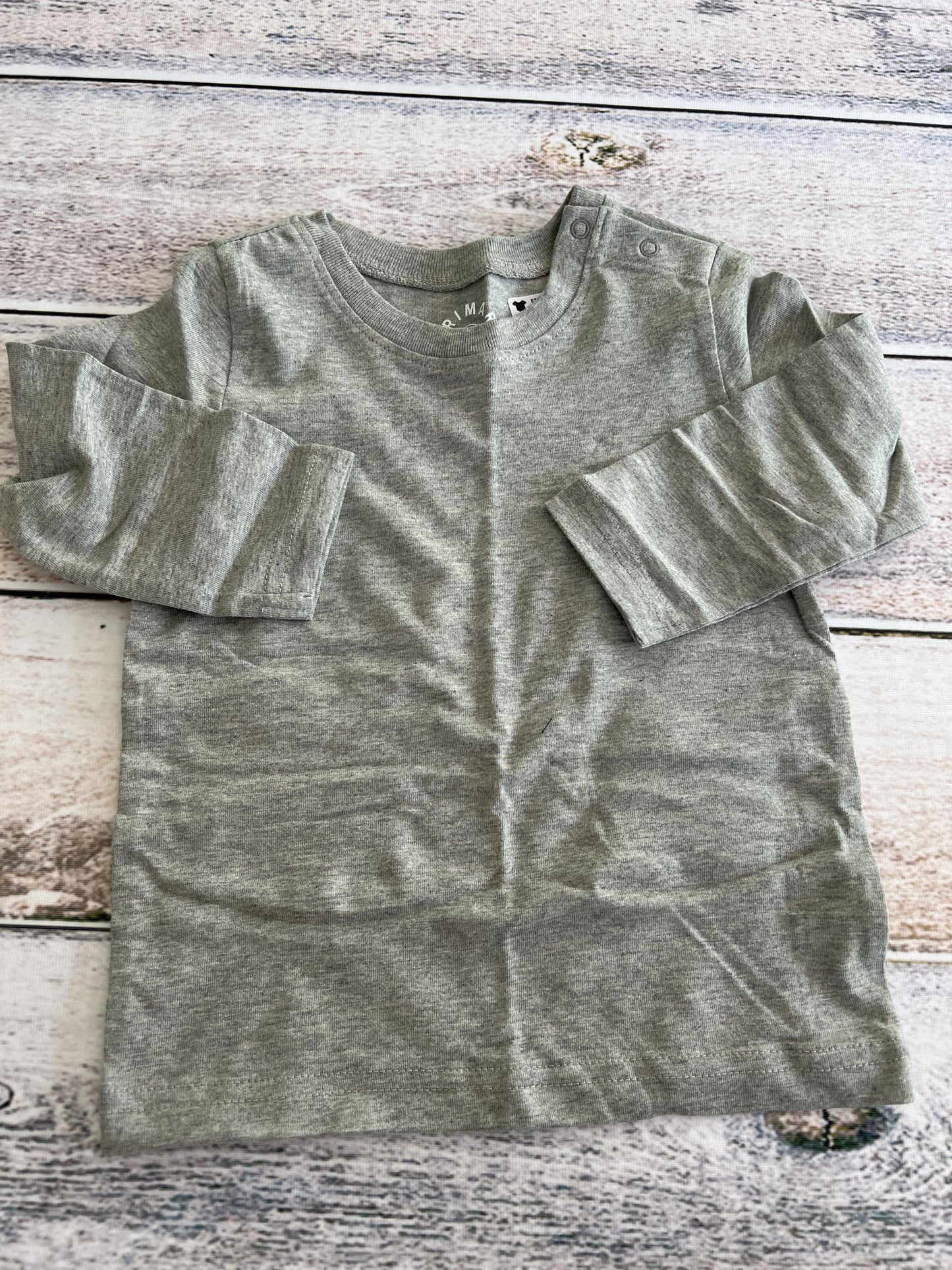 Primary Boys Grey Long Sleeve Shirt Size: 12-18 months Grey