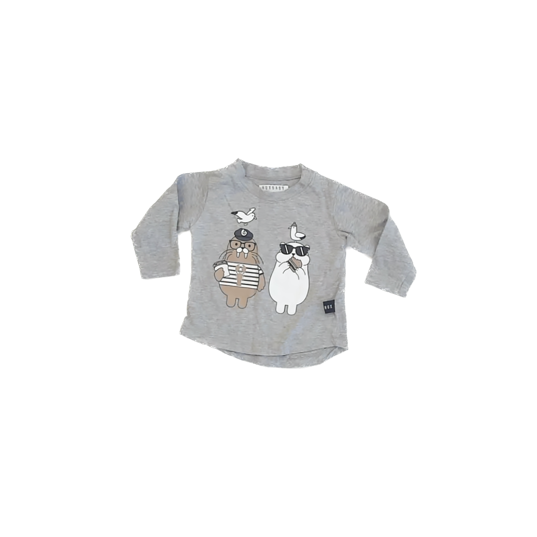 Hux Baby Boys Grey Long Sleeve T-Shirt Size: 6-12 Months Grey