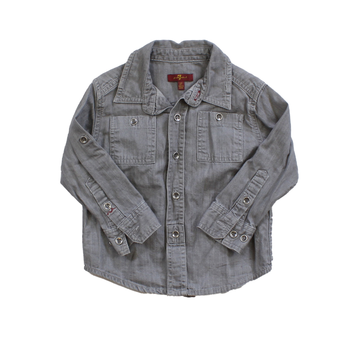 7 for all Mankind Boys Grey Button Down Long Sleeve Size: 2T Grey