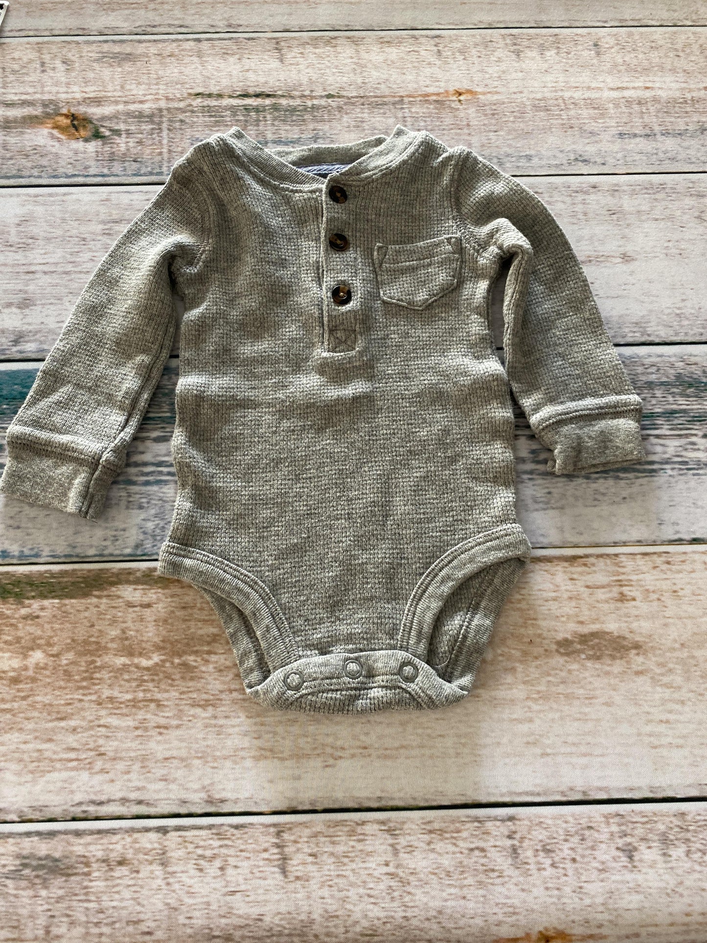 Carters Boys Grey Onesie Size: 6 months Grey