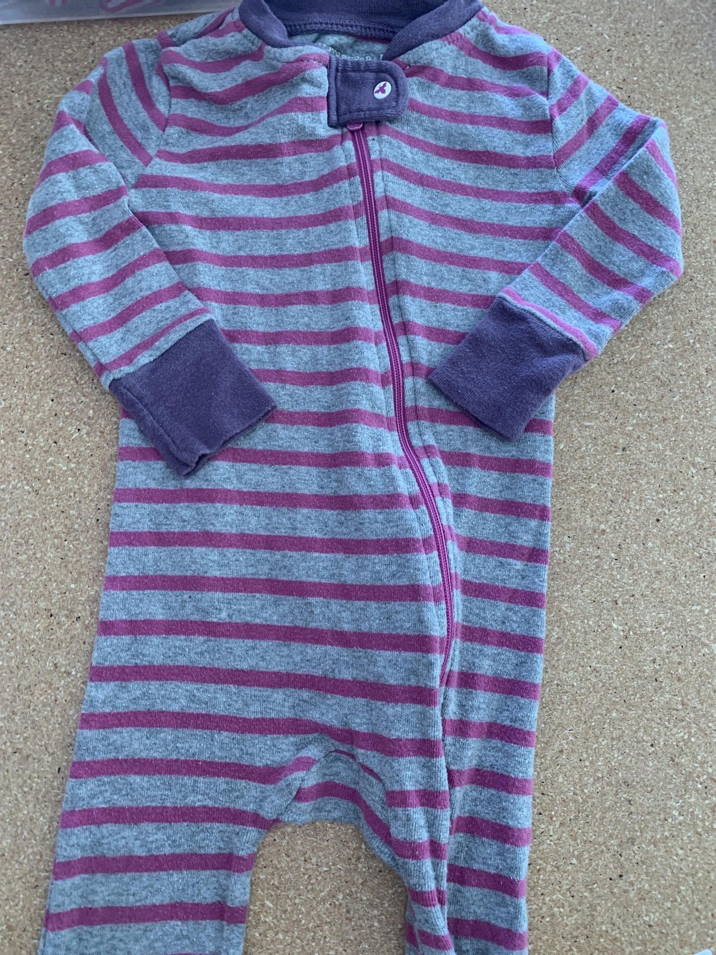 Burt's Bees Girls Indigo | purple | Stripe Pajamas Size: 12M Indigo | purple | Stripe