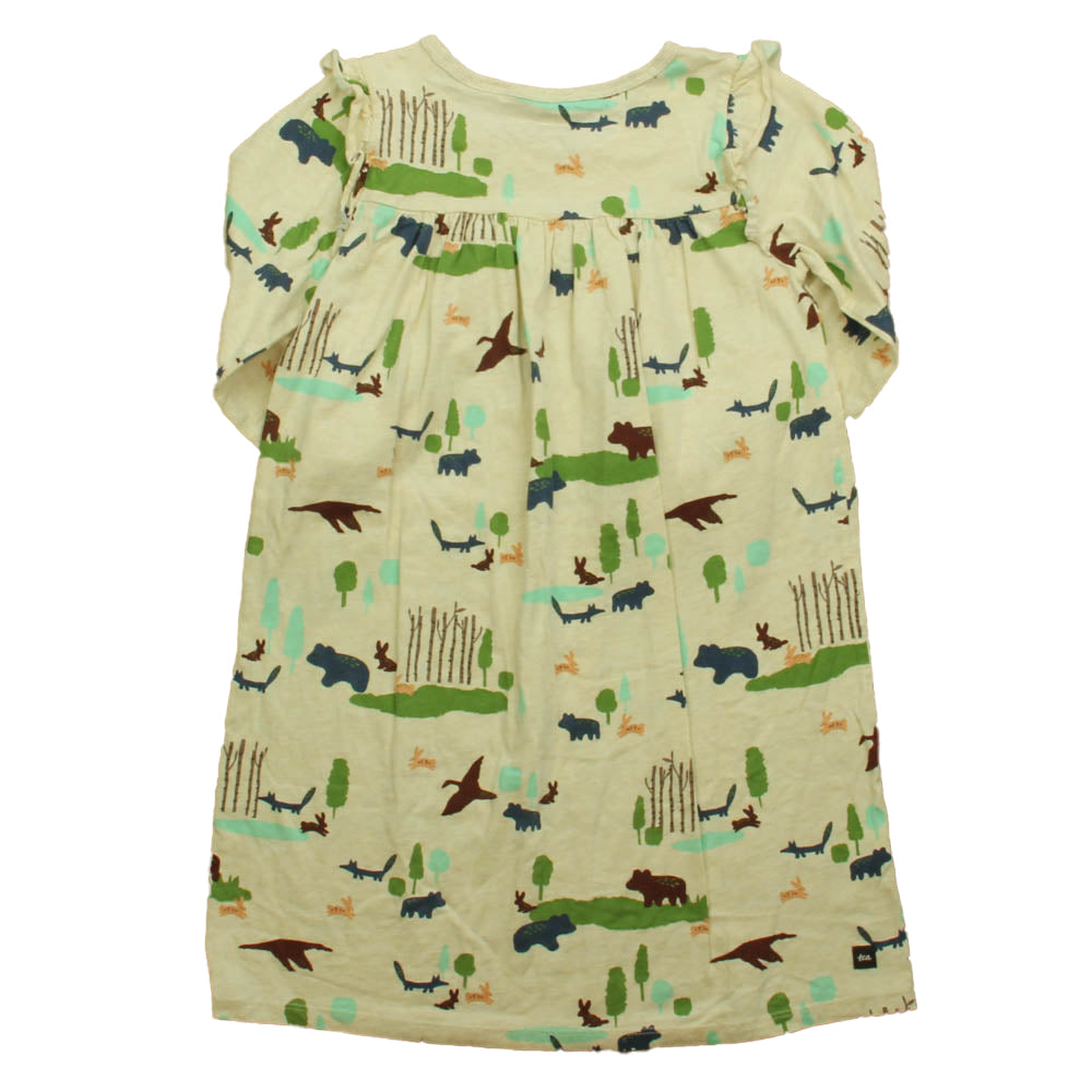 Tea Girls Ivory Animals Dress Size: 7 Years Ivory Animals