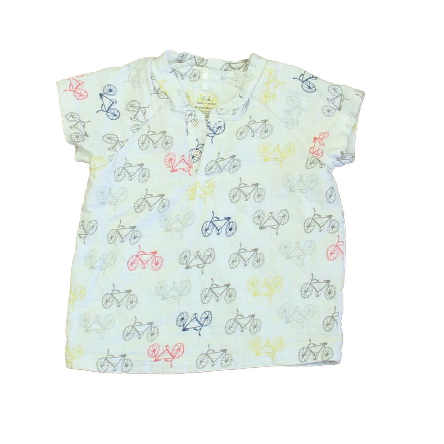 Aden + Anais Boys Ivory Bicycles Short Sleeve Shirt Size: 9-12 Months Ivory Bicycles