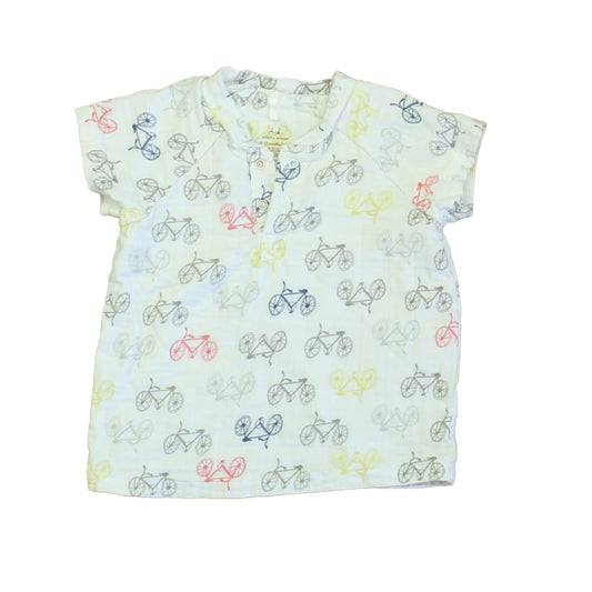 Aden + Anais Boys Ivory Bicycles Short Sleeve Shirt Size: 9-12 Months Ivory Bicycles