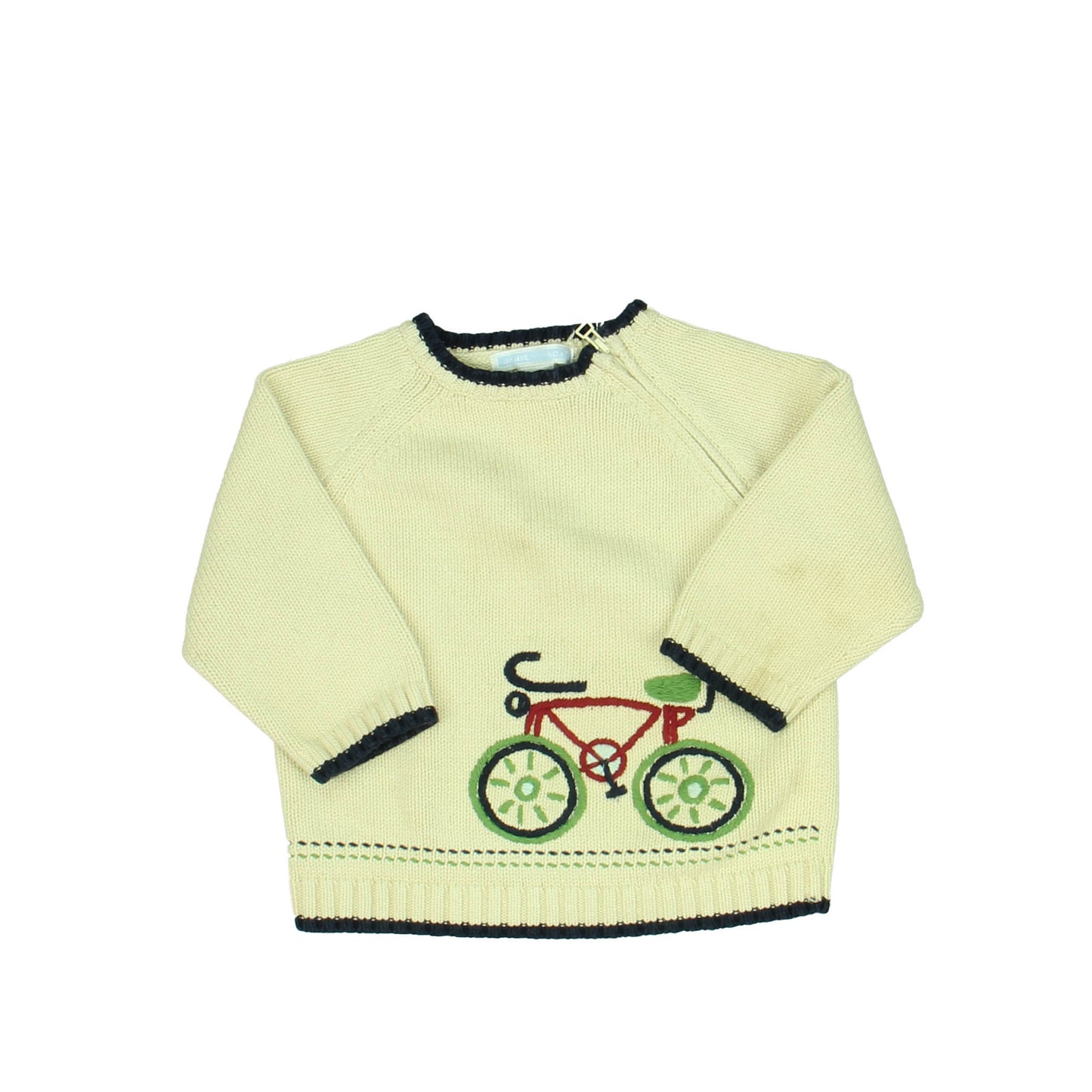 Janie and Jack Boys Ivory Bike Sweater Size: 12-18 Months Ivory Bike