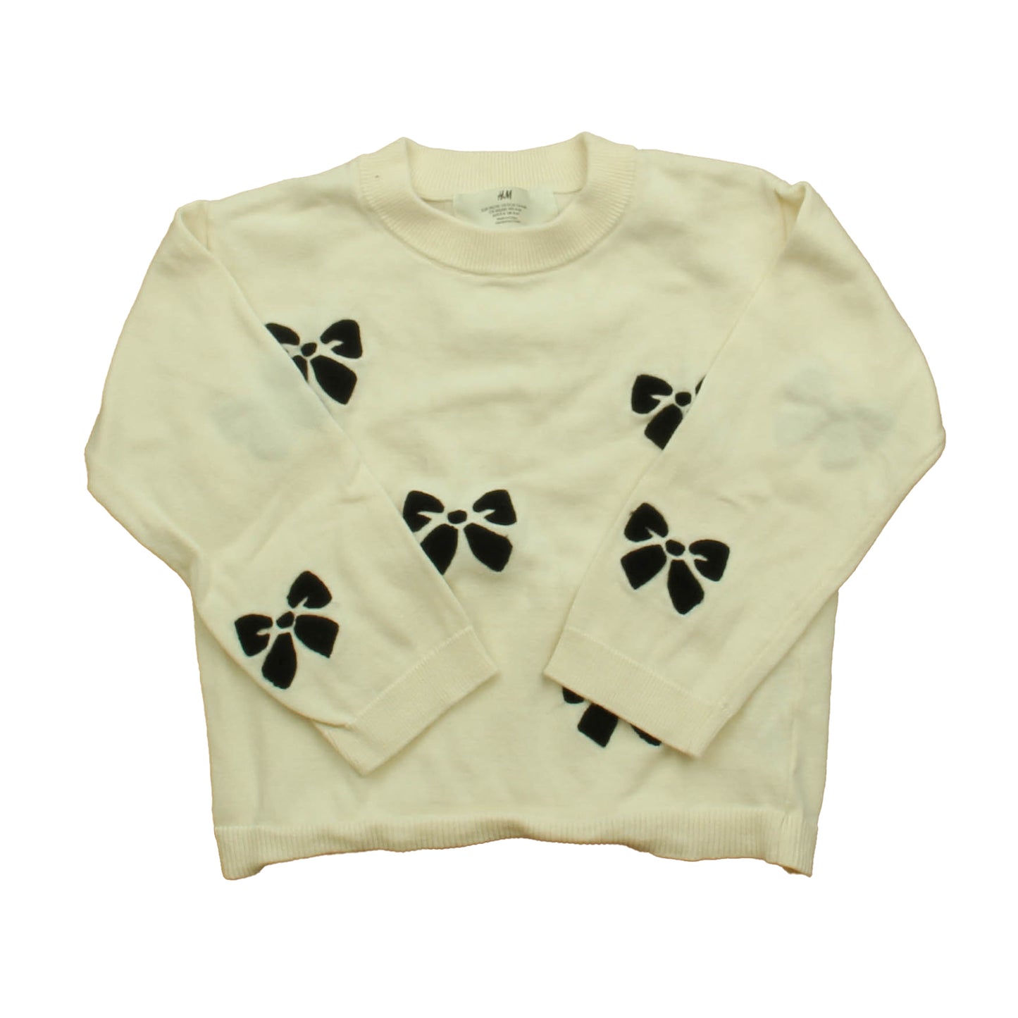 H&M Girls Ivory | Black Bows Sweater Size: 5T Ivory | Black Bows